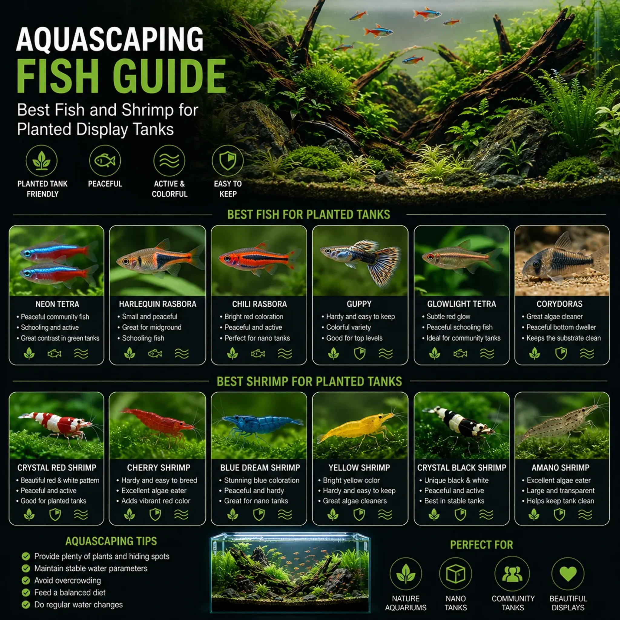 Aquascaping Fish Guide: Best Fish and Shrimp for Planted Display Tanks