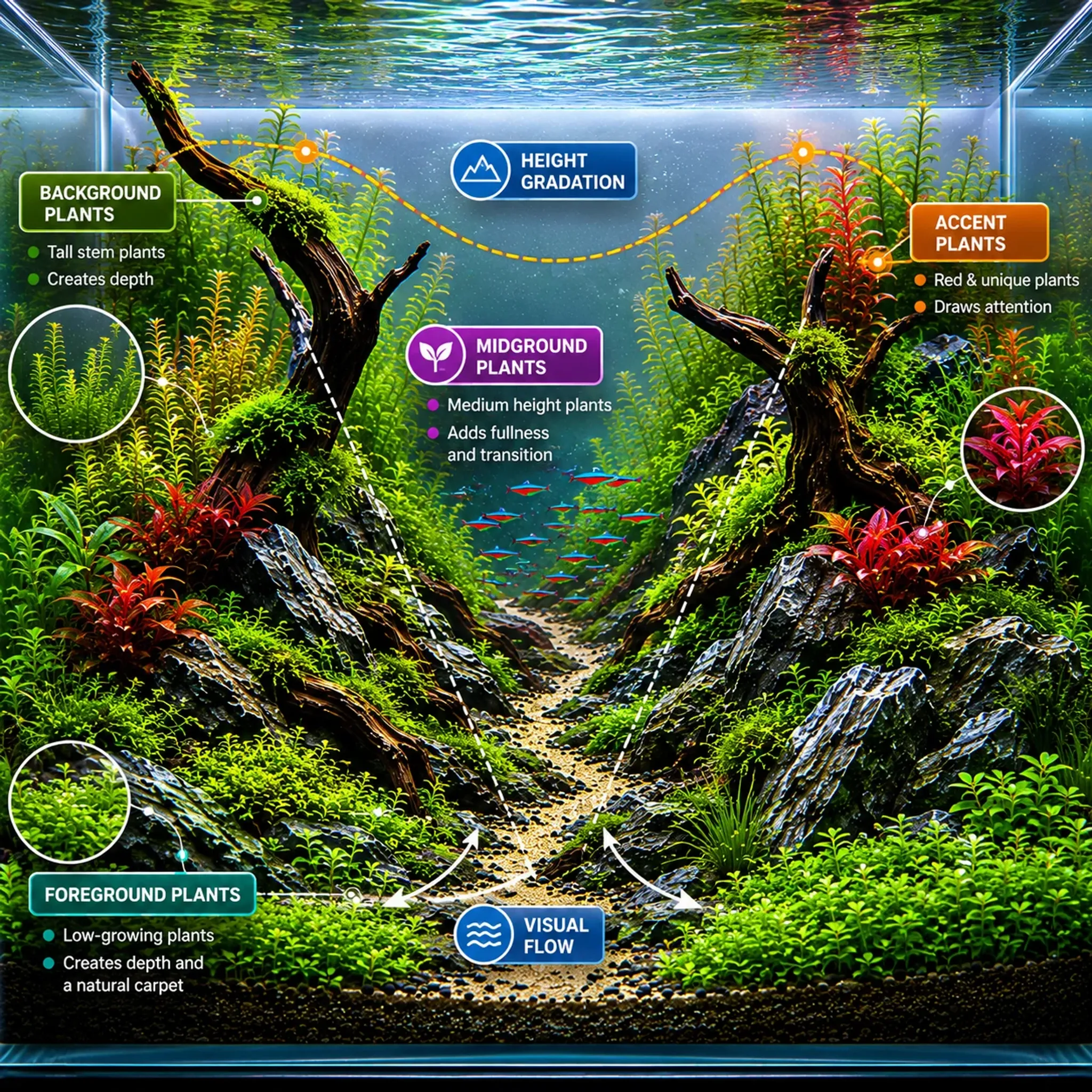 Aquascaping Plant Placement Guide: Foreground, Midground, Background, and Accent Plants