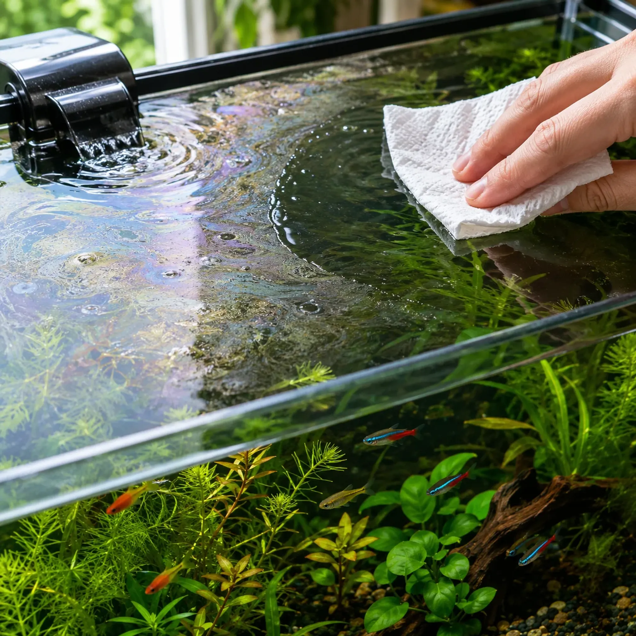 Why Is My Aquarium Surface Oily? Biofilm Causes and Simple Fixes