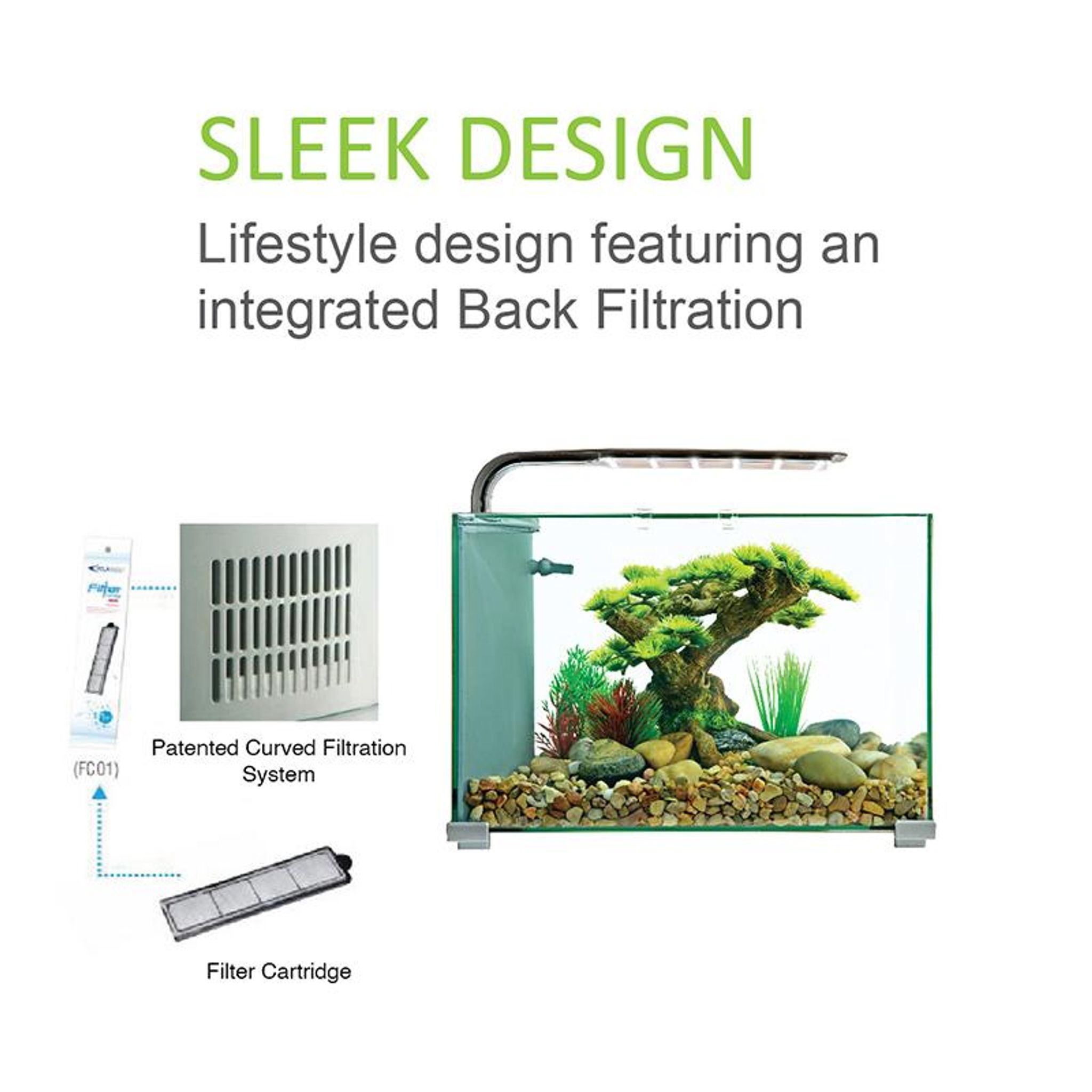 [Aquasyncro] Aquaclear XL Designer Aquarium Fish Tank (with LED
