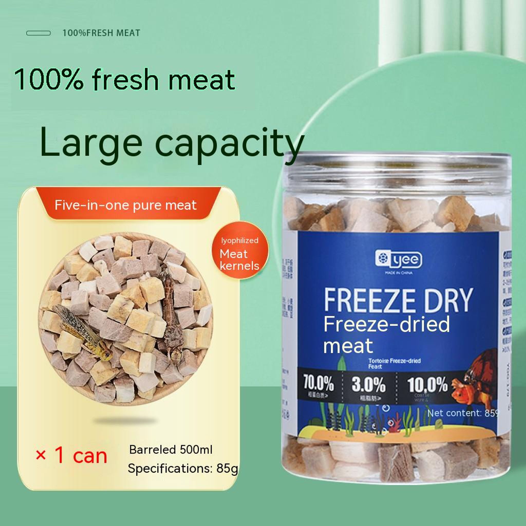 [Yee] turtle food with 5 type of meat shrimp chicken fish high calcium