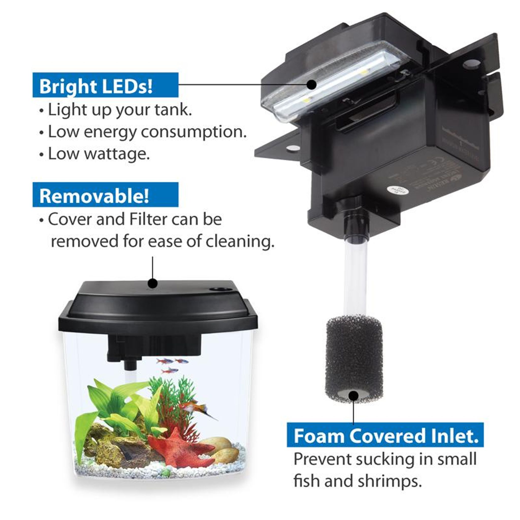 [Resun] 3.8L Lucent Acrylic Tabletop Aquarium Fish Tank (with LED Light)
