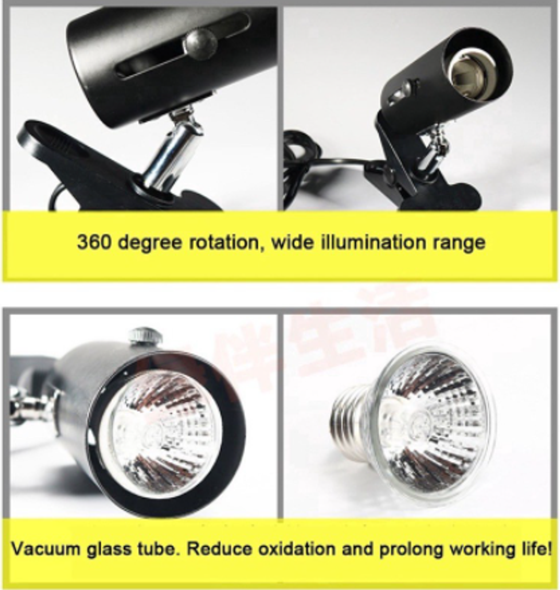 uvb+ uva 3.0 basking clip on light for turtle/ tortoise/ red ear slider/reptile basking lamp kit