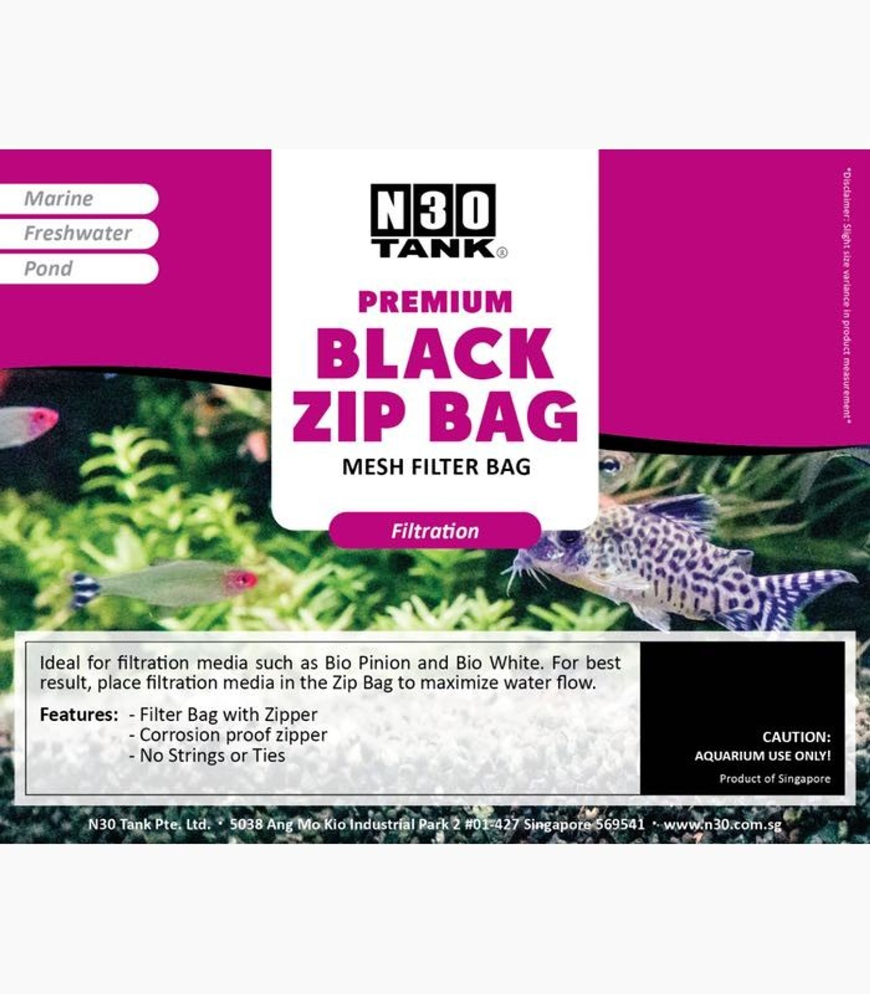 N30 BLACK MESH ZIP BAG MEDIUM - 1 PC (N0024)
