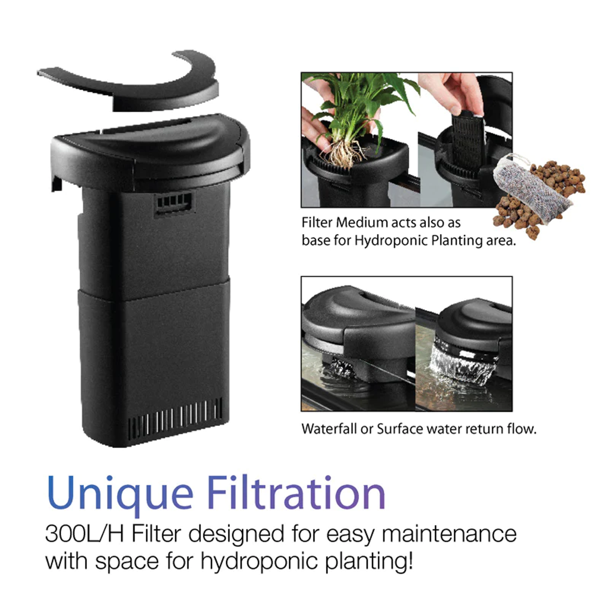 [Aquasyncro] 12L Clearmoon Tabletop Hydroponic Natural Premium Fish Tank (with LED Lights and Filter)