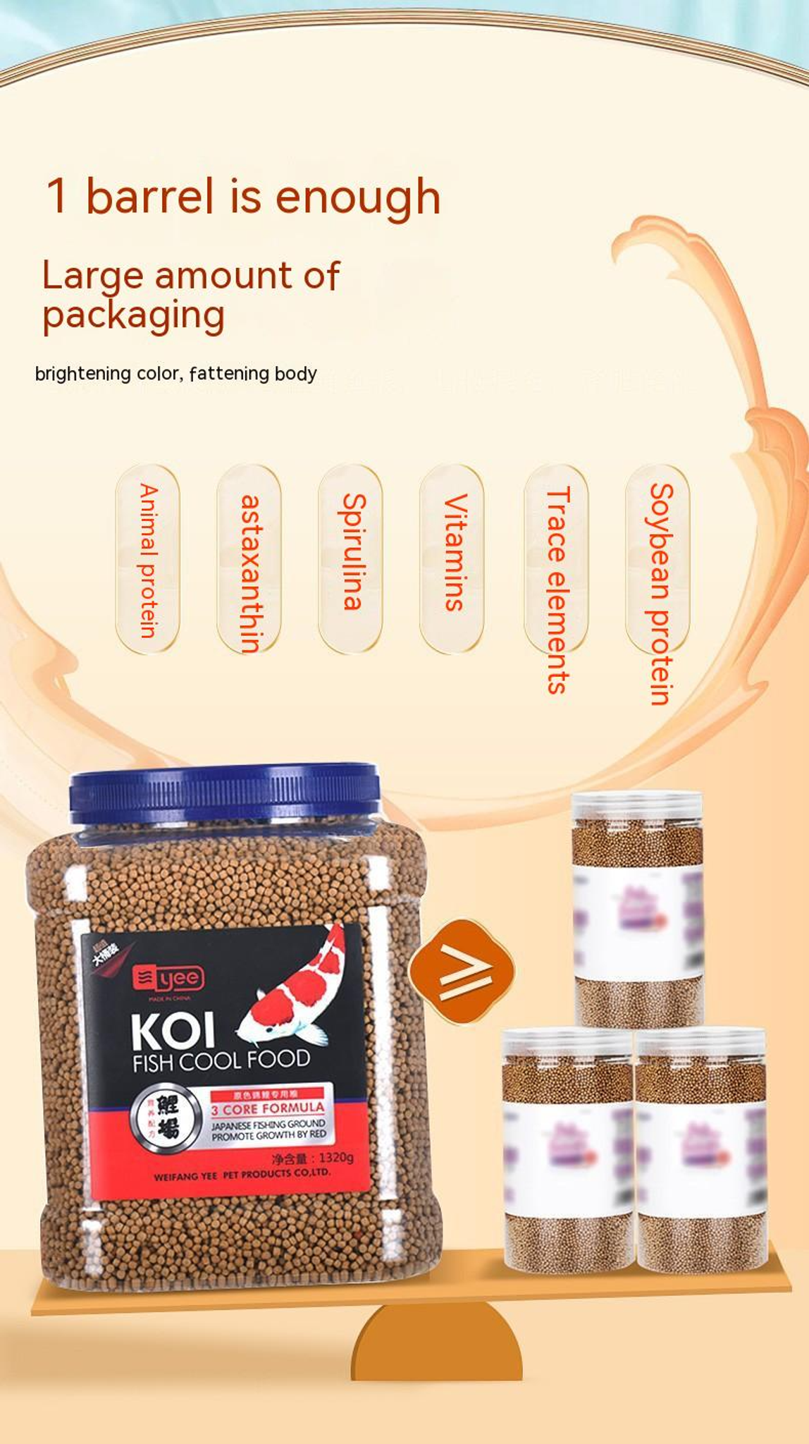 YEE KOI Food, Triple-Effect Fish Food Pellet, KOI Fish Grain To Provide Nutrition & Vitamins, Aquarium Food