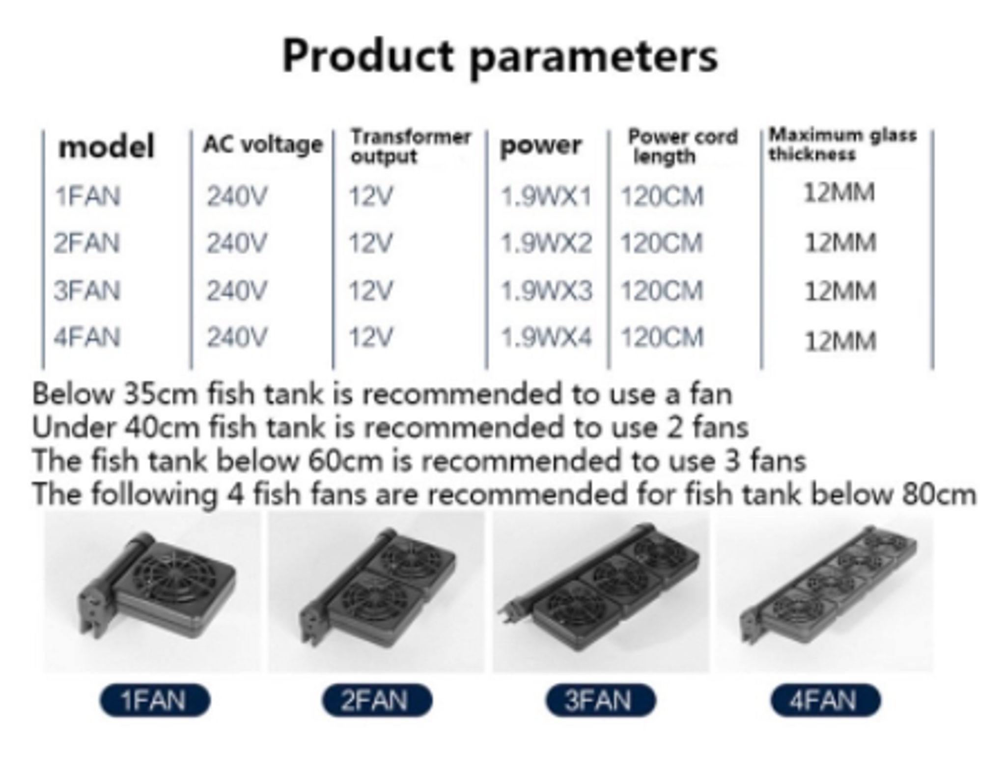 Powerful Slient Aquarium Cooler Fan Chiler Cooling Water for Coral Reef Fish Tank 1/2/3 Head Style
