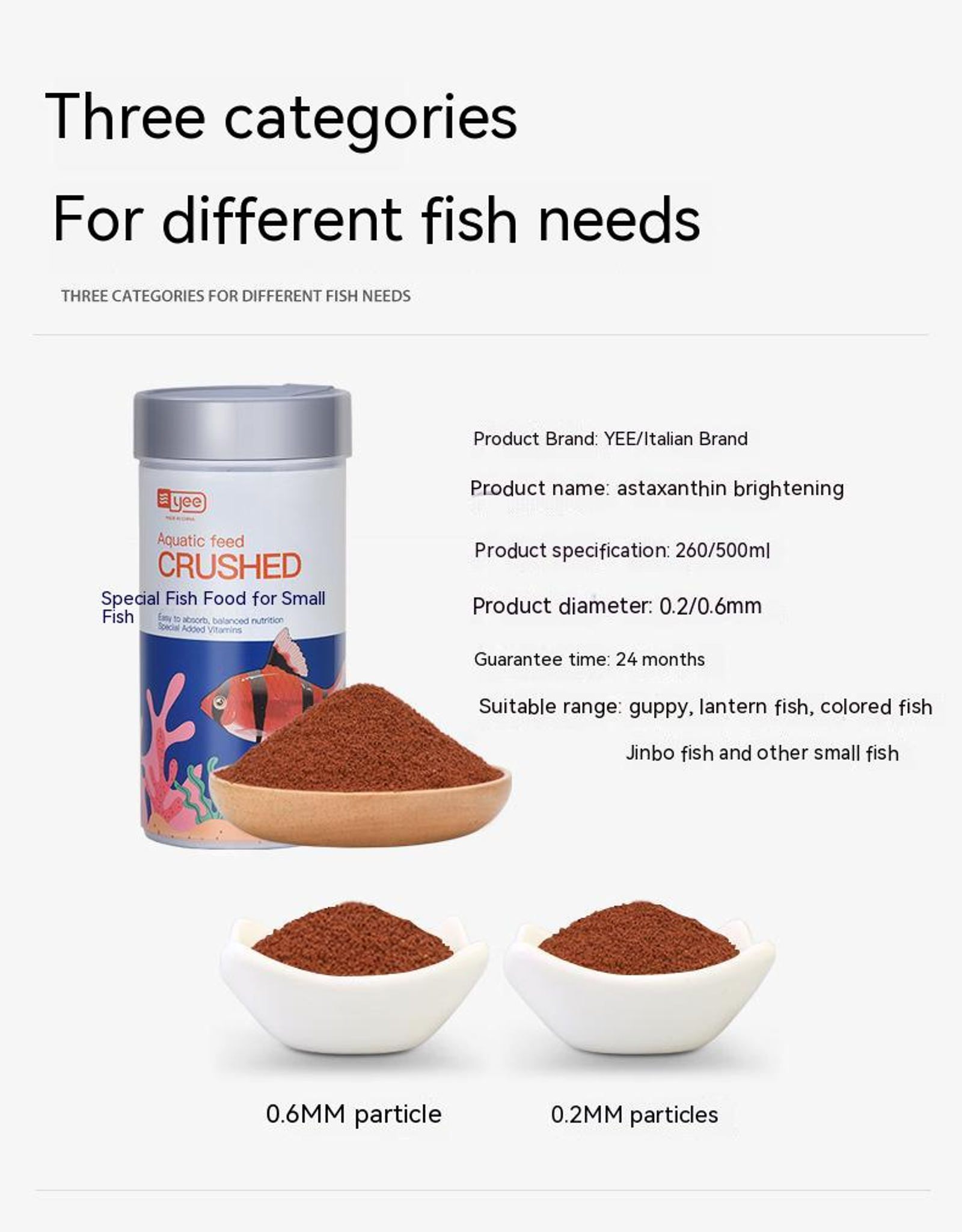 YEE Fish Food For Small Fish, Aquarium Food With Small Particles, Rich In Spirulina And Nutrition, No Chemical Adhesives