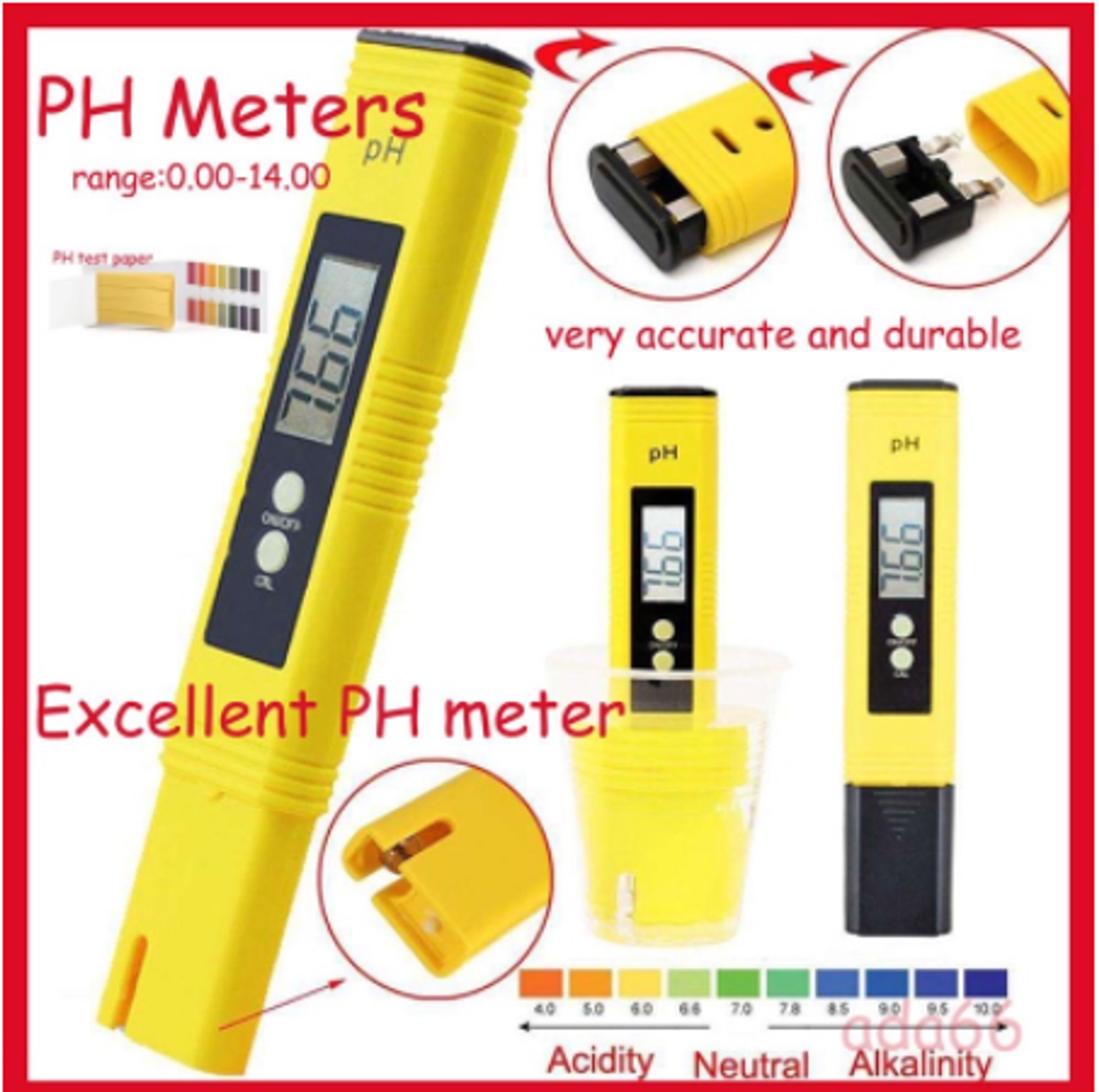 Portale PH test pen for aquarium and water parameters