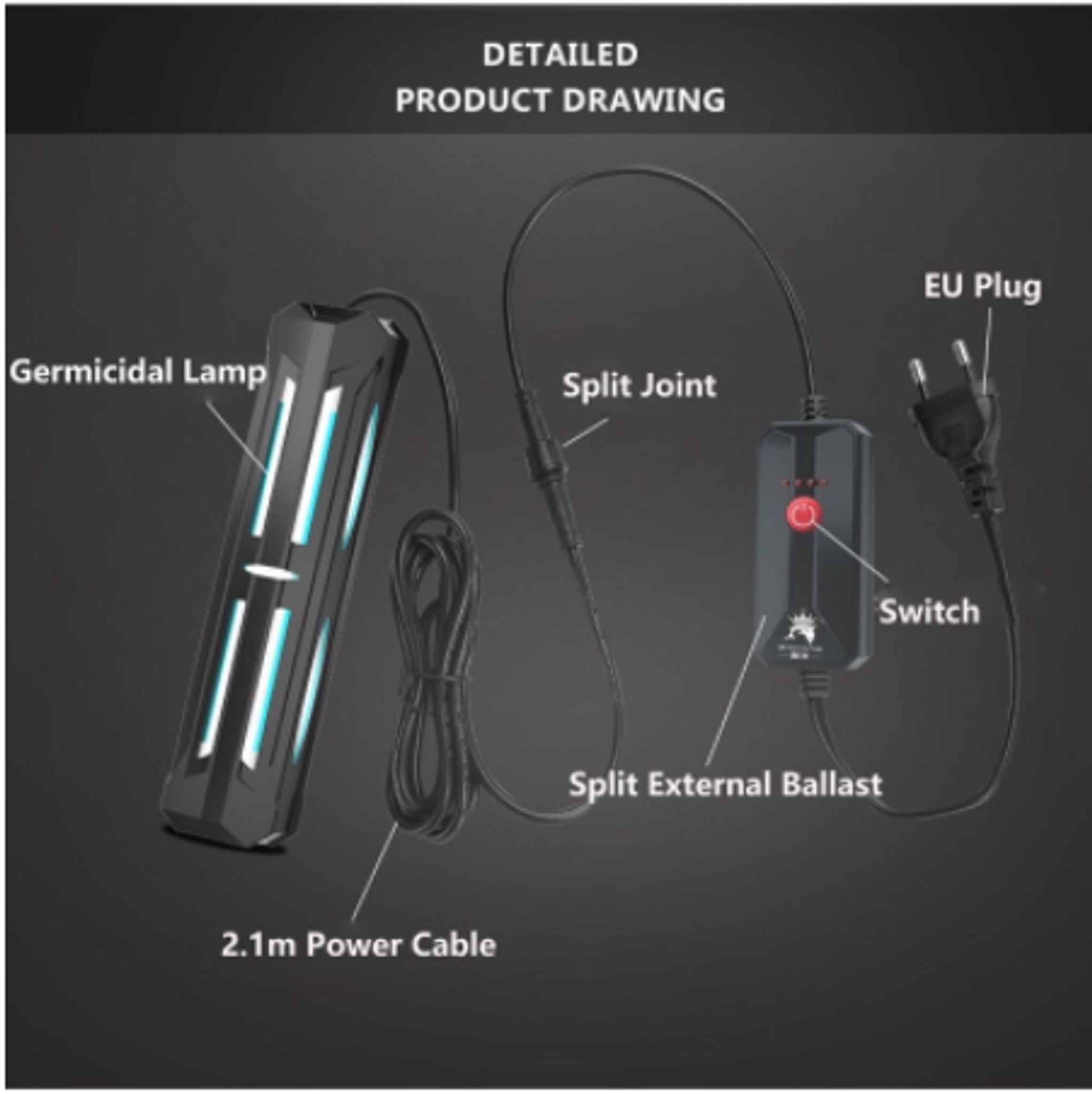 UV steriliser light with protected shield for fish tank aquarium