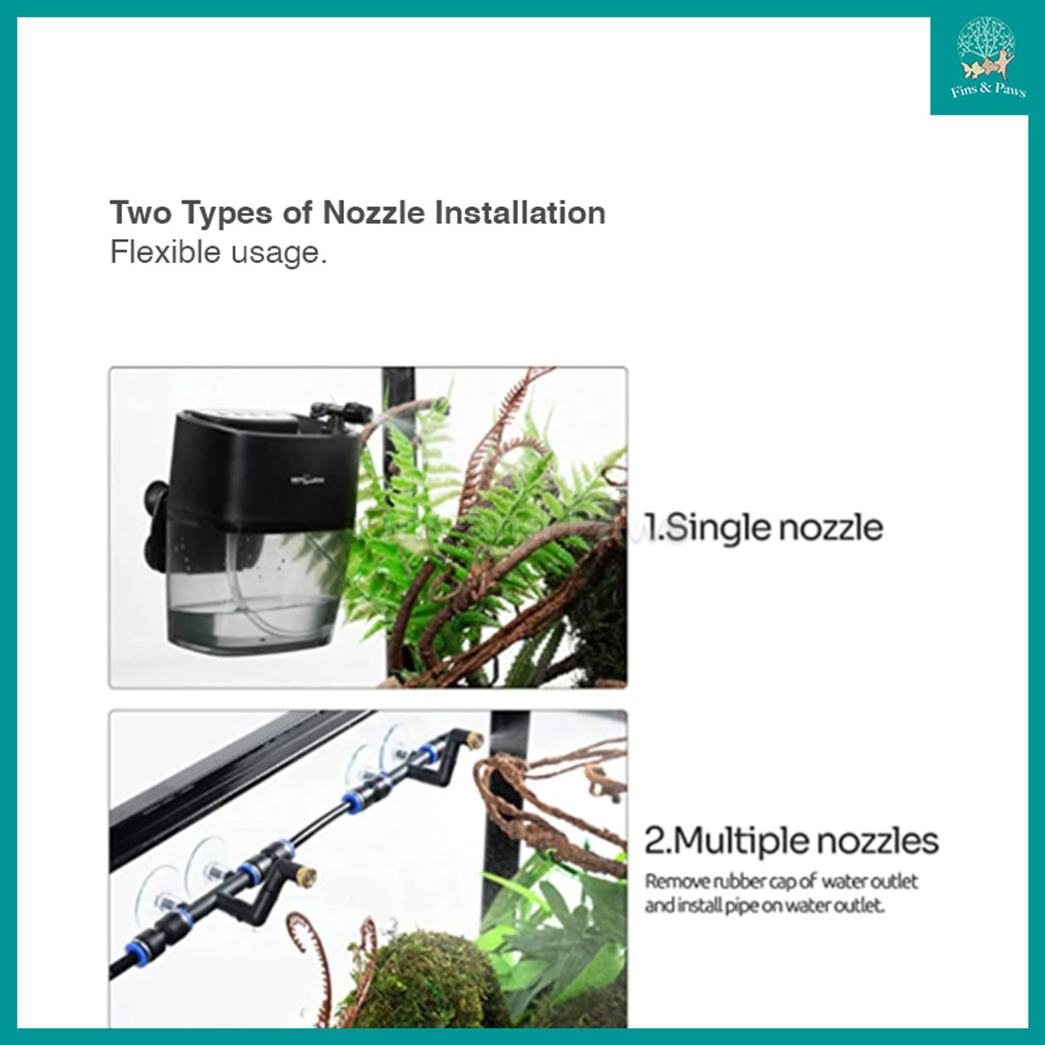 [ReptiZoo] Portable Mini Misting Complete System TR08 (Up to 2 Nozzles) for Plants, Paludarium, Terrarium and Moss.