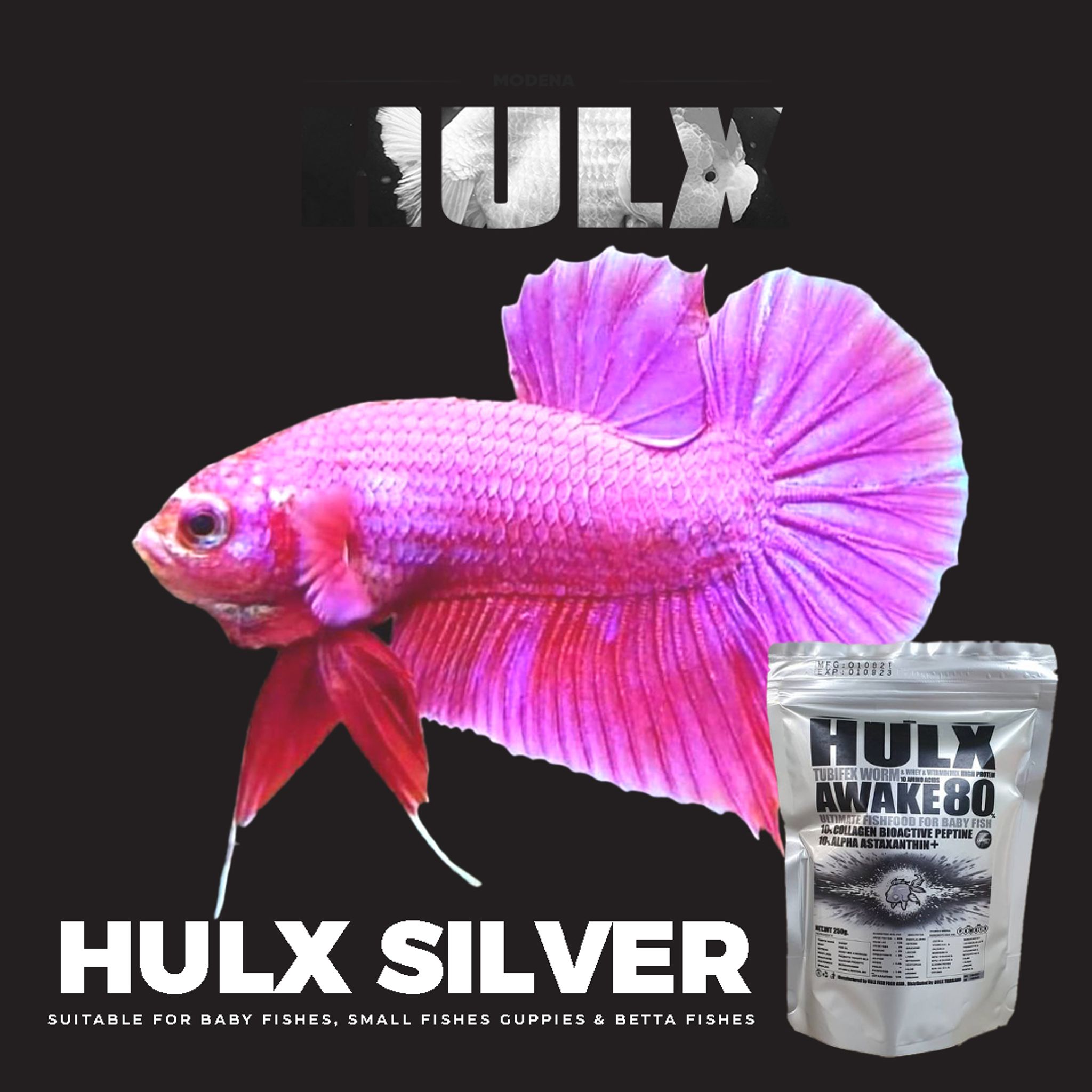 HULX SILVER Goldfish Food Tubifex Worm & Whey & Vitamin Mix High Protein 10 Amino Acid Awake 80 Ultimate Fish Food