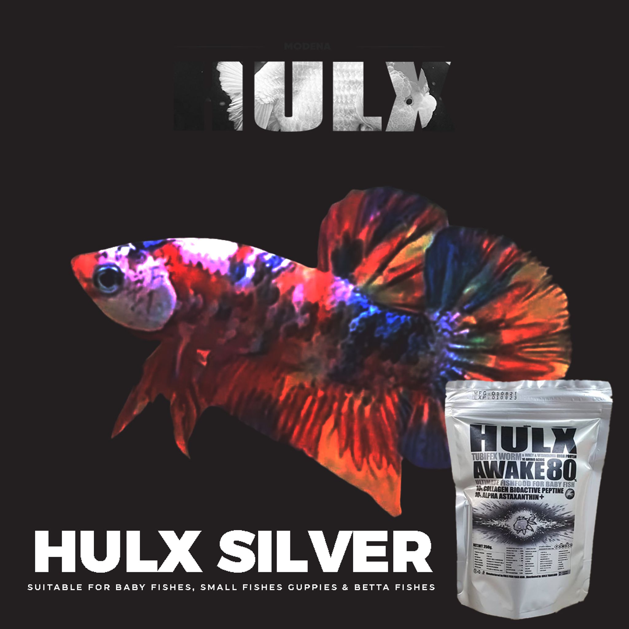 HULX SILVER Goldfish Food Tubifex Worm & Whey & Vitamin Mix High Protein 10 Amino Acid Awake 80 Ultimate Fish Food