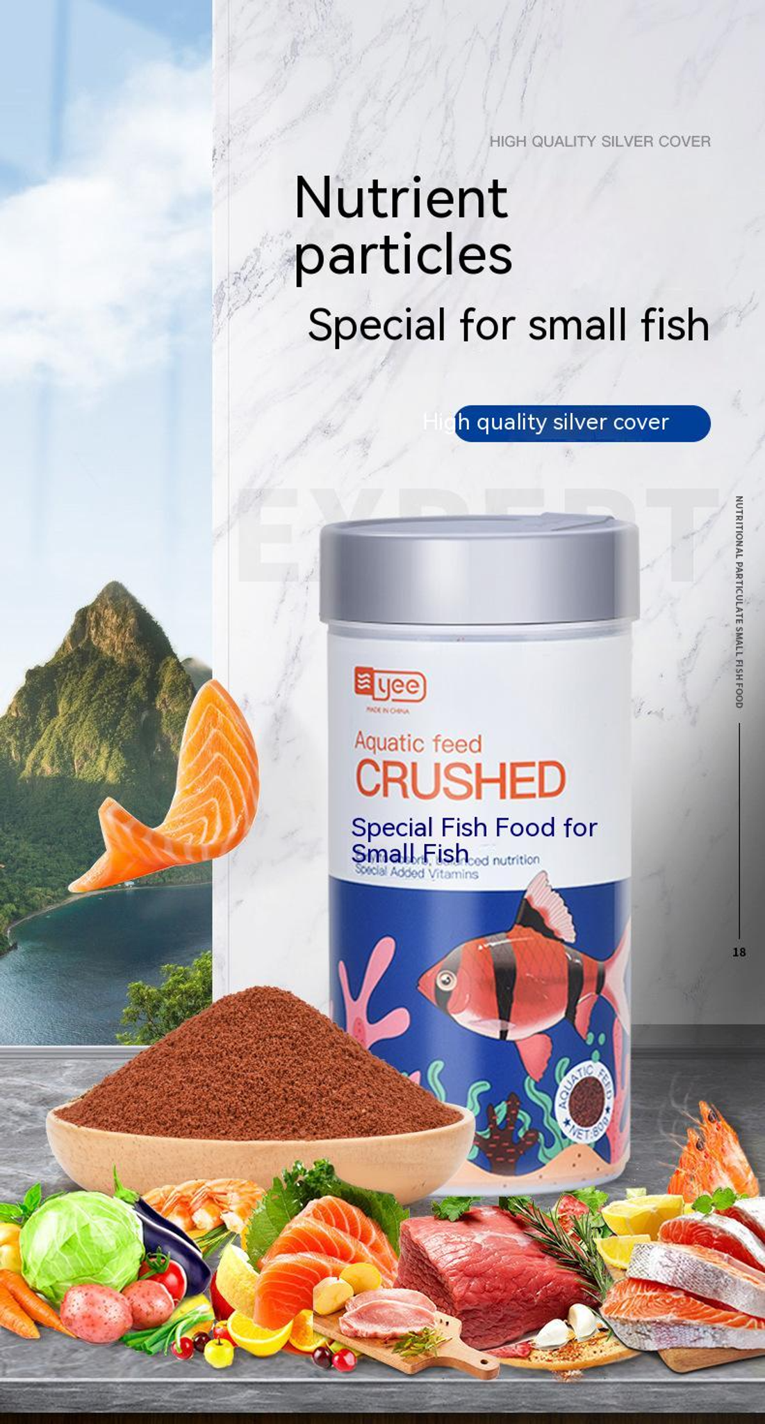 YEE Fish Food For Small Fish, Aquarium Food With Small Particles, Rich In Spirulina And Nutrition, No Chemical Adhesives