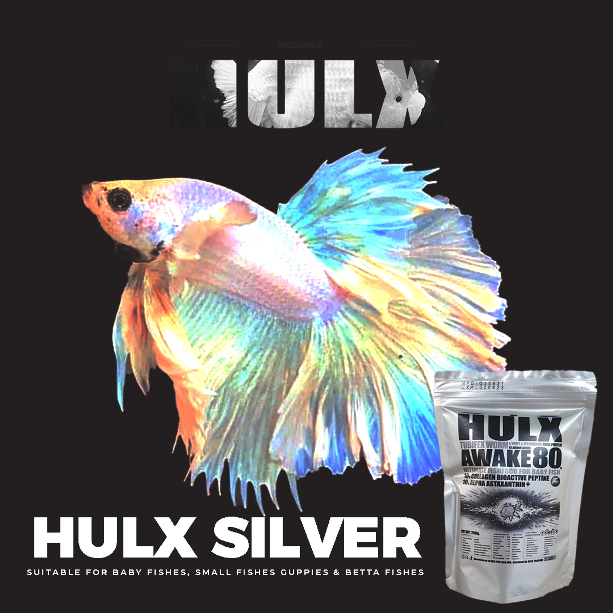HULX SILVER Goldfish Food Tubifex Worm & Whey & Vitamin Mix High Protein 10 Amino Acid Awake 80 Ultimate Fish Food