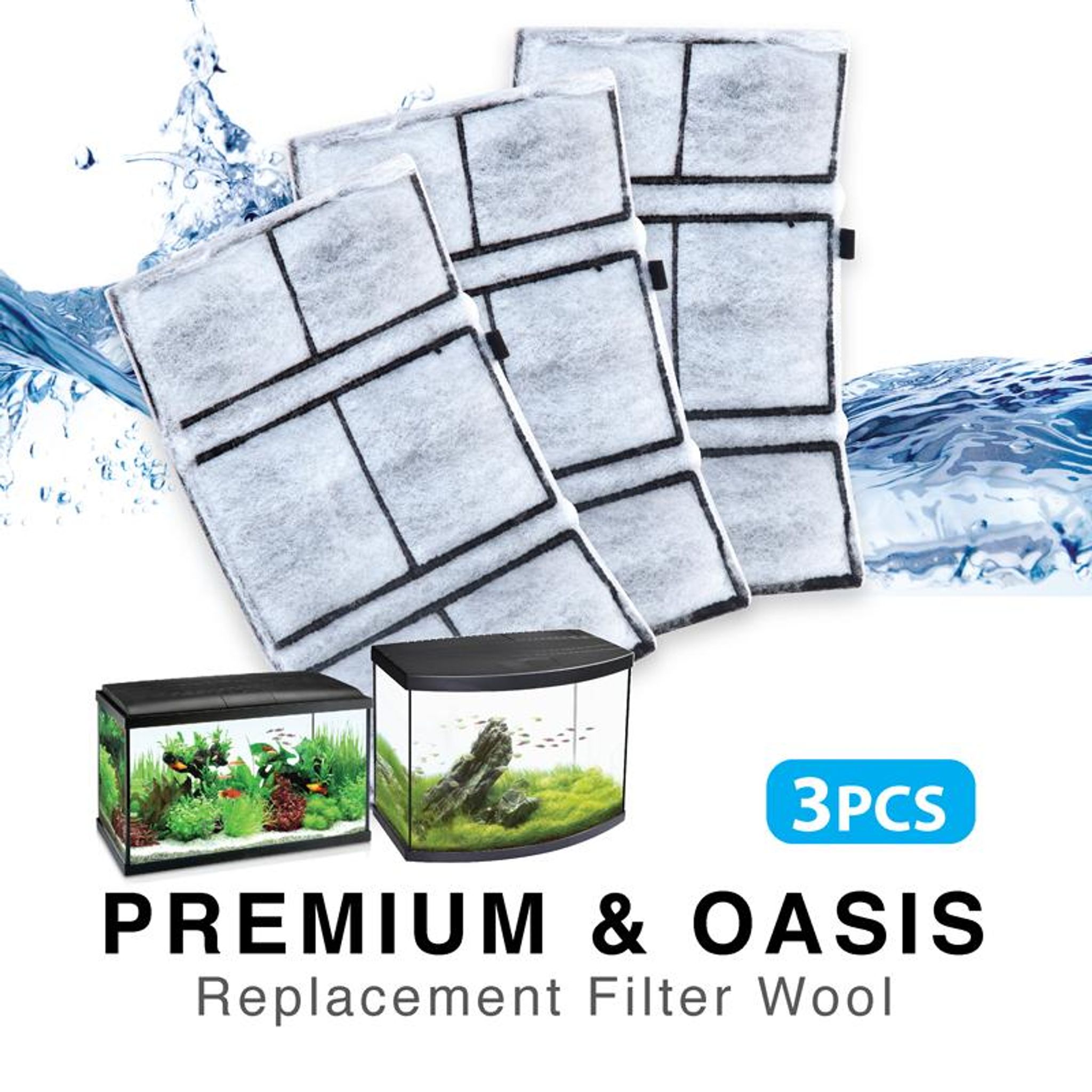 [Resun] 3pcs Replacement Filter Wool for RIPPLES, OASIS, CLEARC