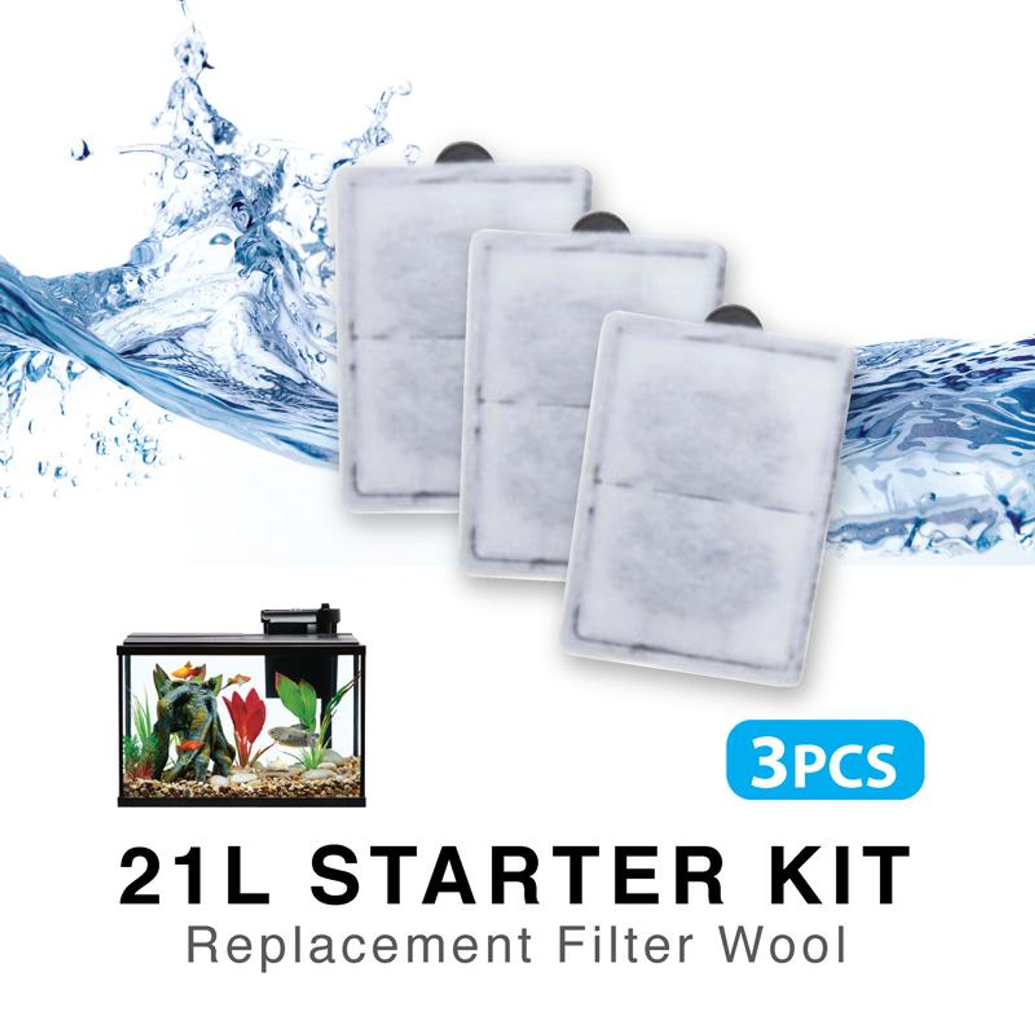 [Resun] 3pcs Replacement Filter Wool for 21L Starter Aquarium F