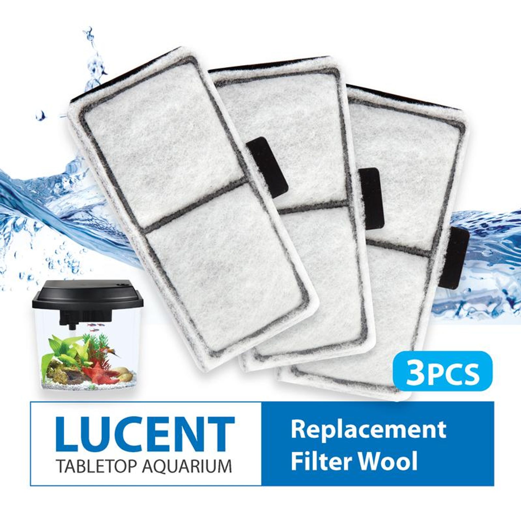 [Resun] 3pcs Replacement Filter Wool for Tabletop Aquarium Fish