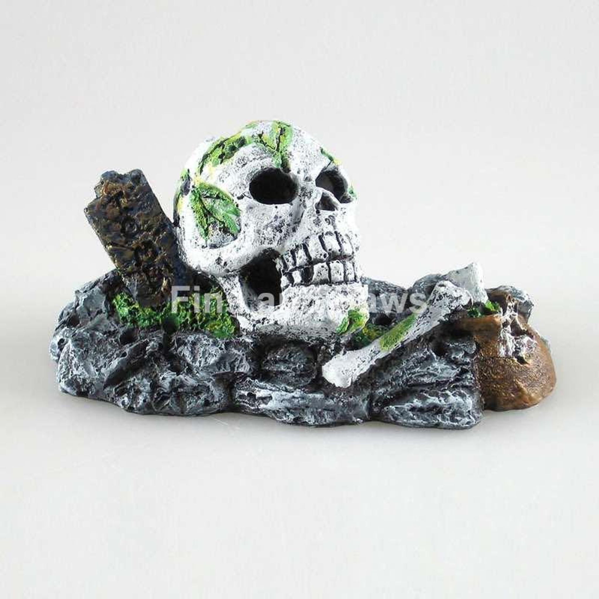[Acquanova] Skull Skeleton Aquarium Ornament (19x9x10cm)