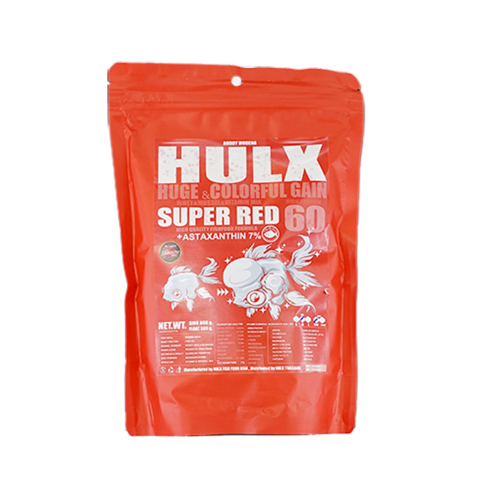 HULX RED Goldfish Food For Huge & Colorful Gain, Mussel & Whey & Vitamin Mix Super Red 60 + Astaxanthin 6%