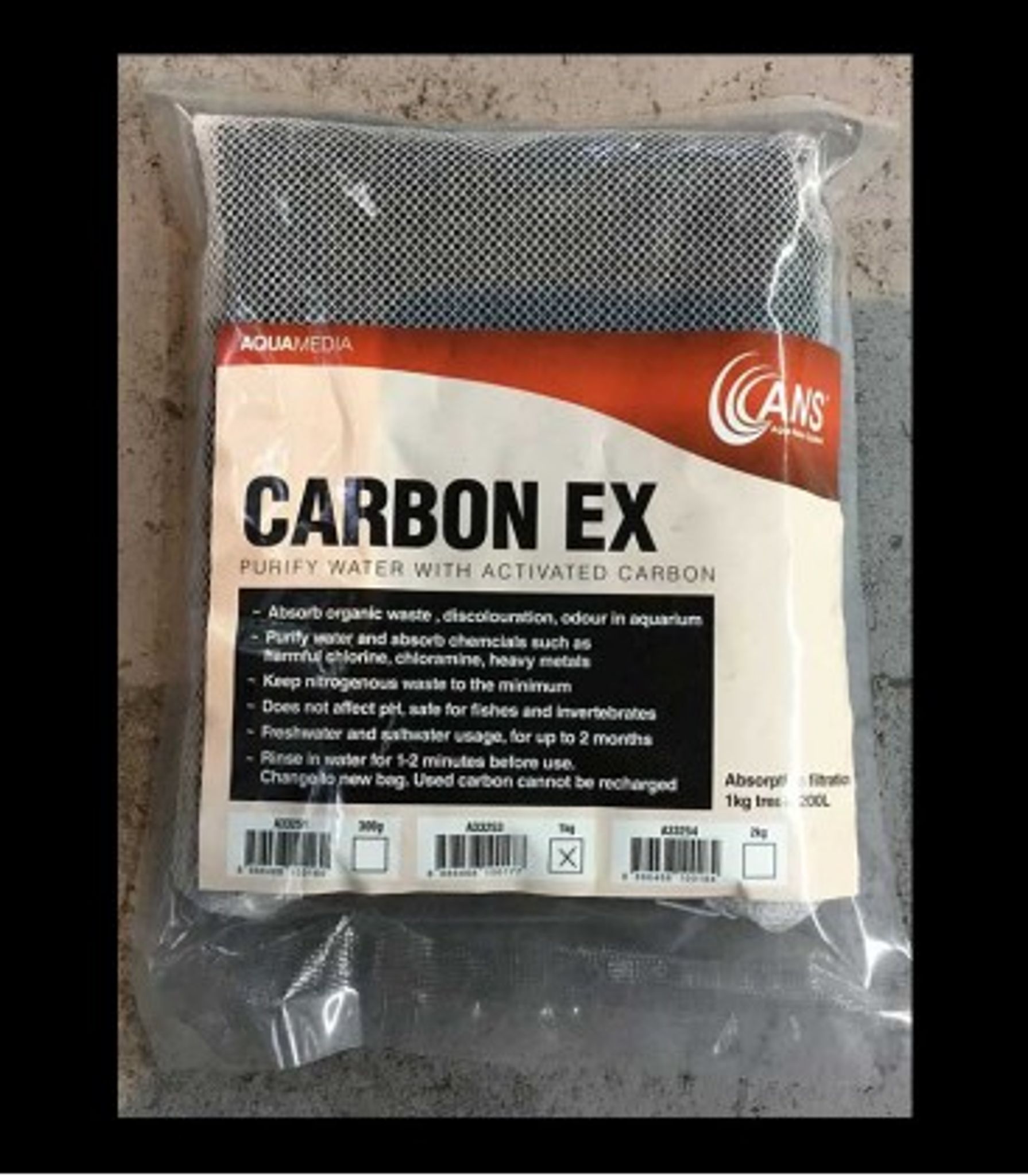 ANS CARBON EX 1KG WITH NET FILTER MEDIA