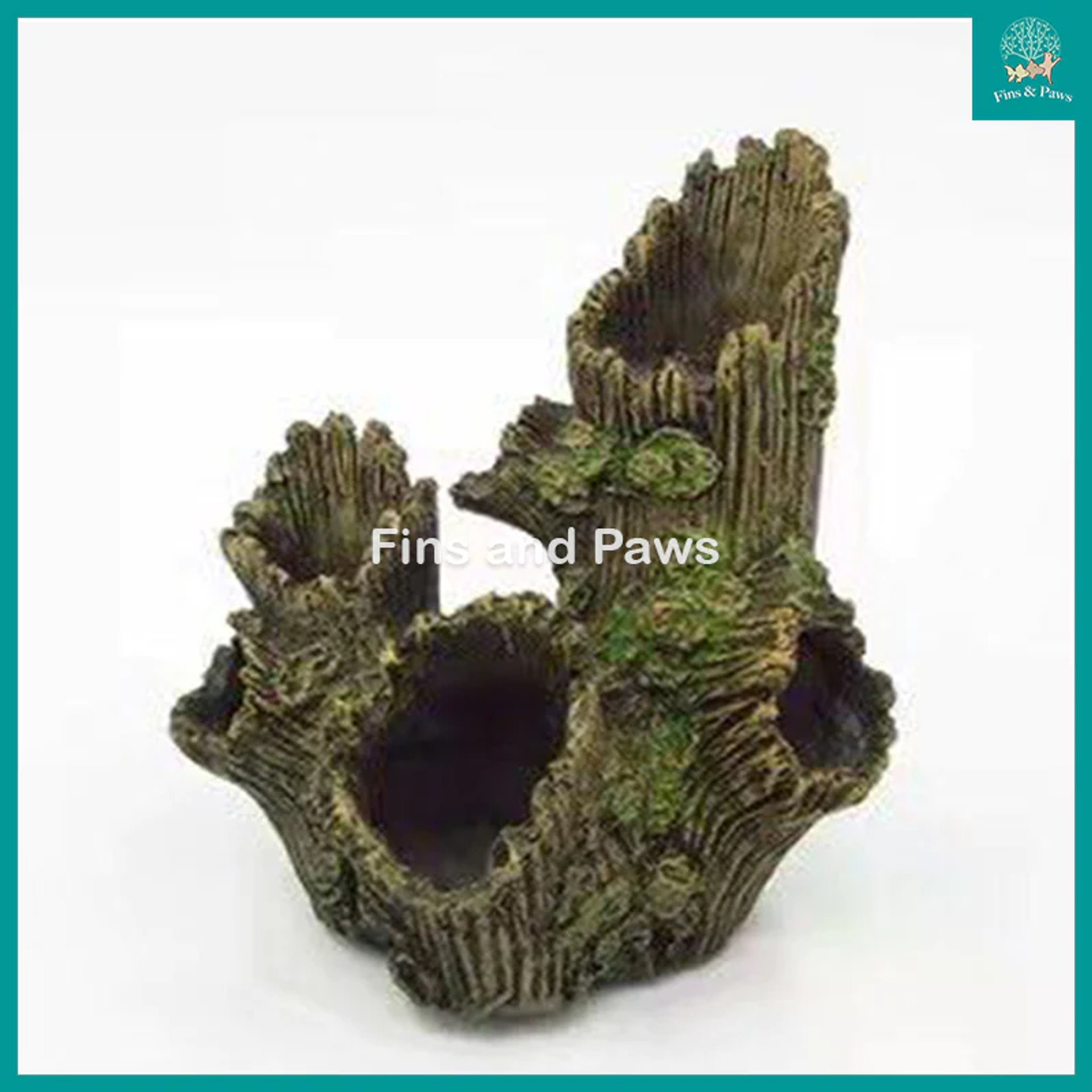 [Acquanova] Multi-Hole Hideout Tree Trunk Aquarium Ornament (15x8x19cm - ON8886)