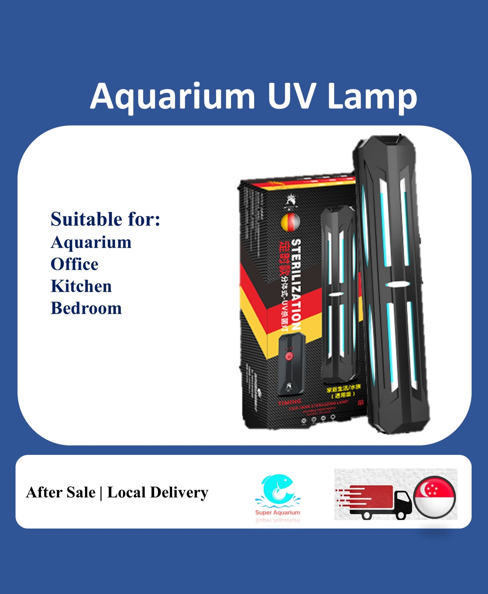 UV steriliser light with protected shield for fish tank aquarium