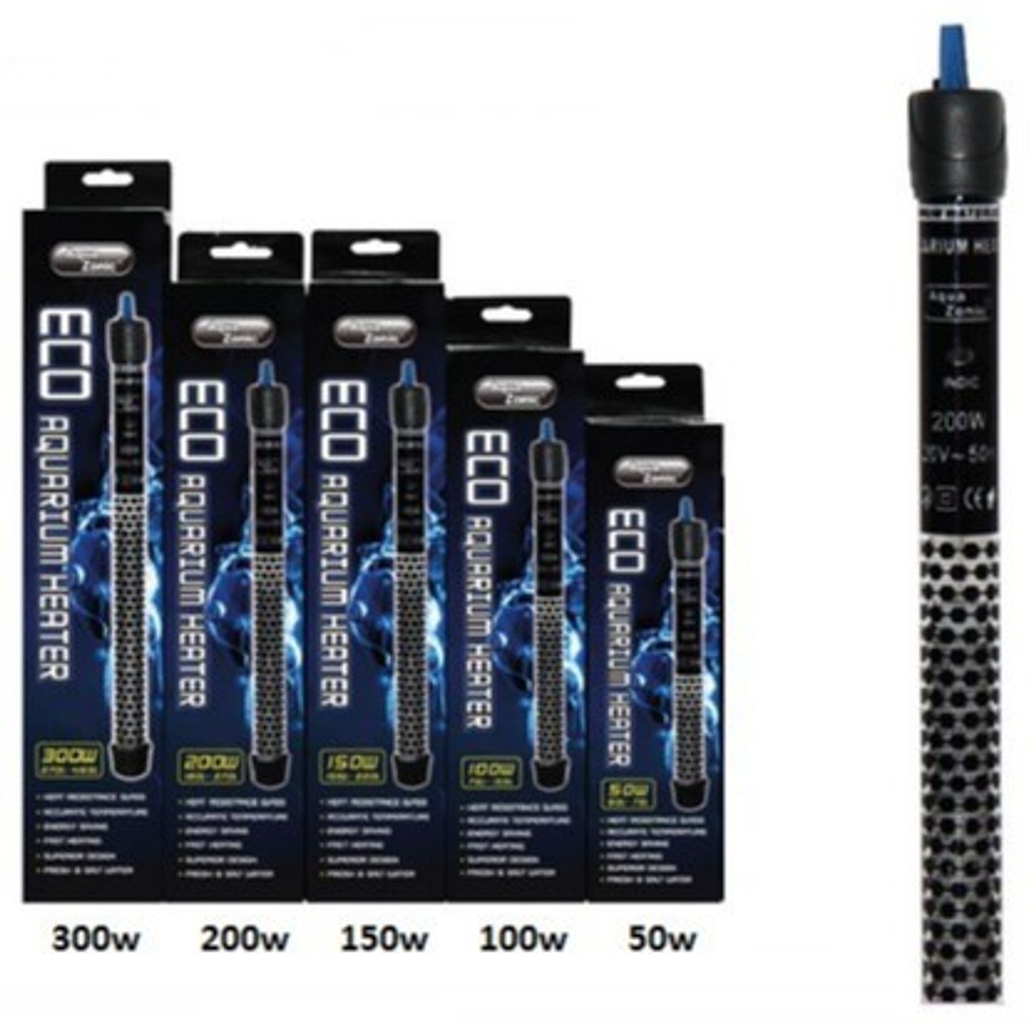 AQUA ZONIC ECO AQUARIUM HEATER (25w/ 50w/ 100w, 150w, 200w, 300w)