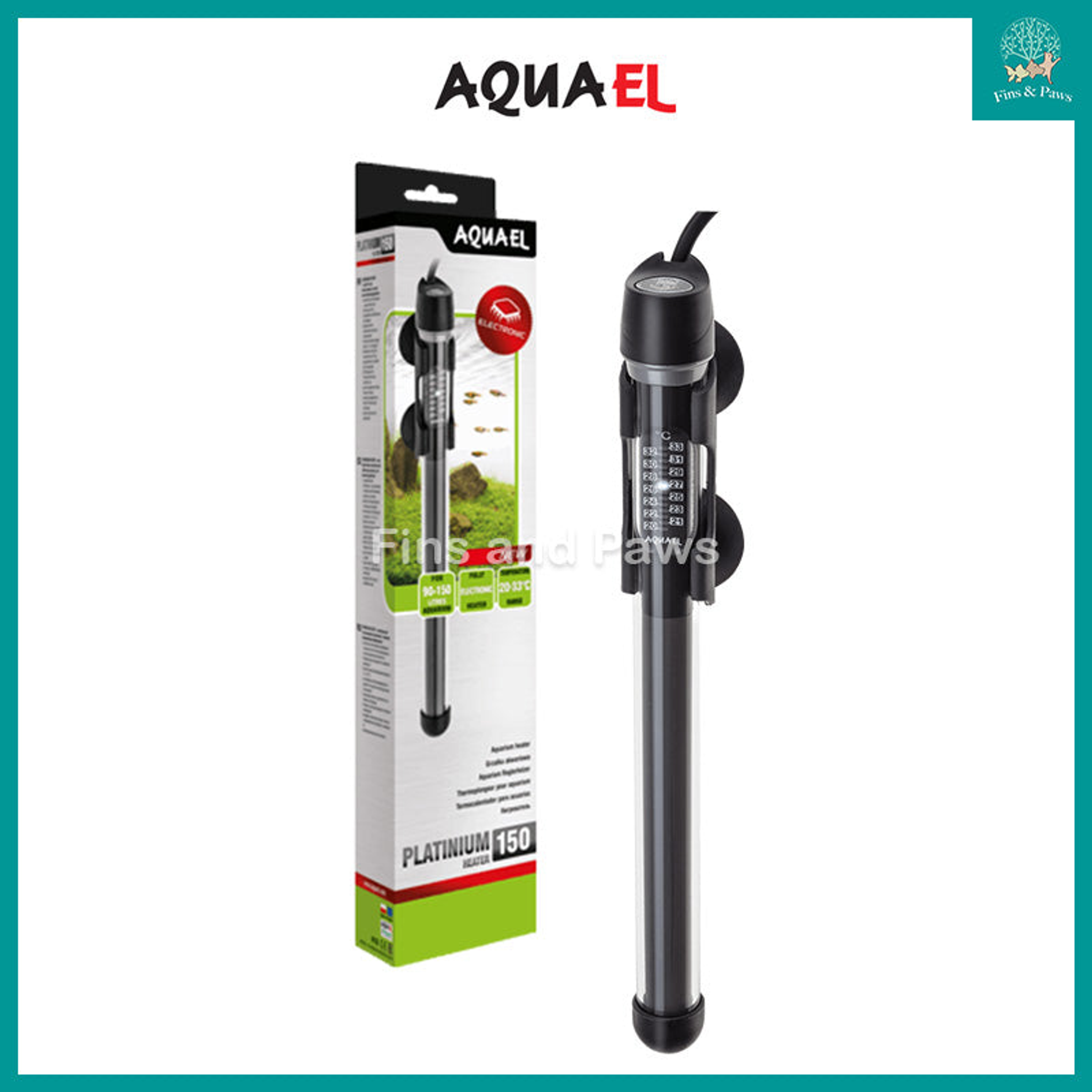 [Aquael] PLATINUM Glass Heater with Electronic Thermostat for Freshwater and Marine Aquarium