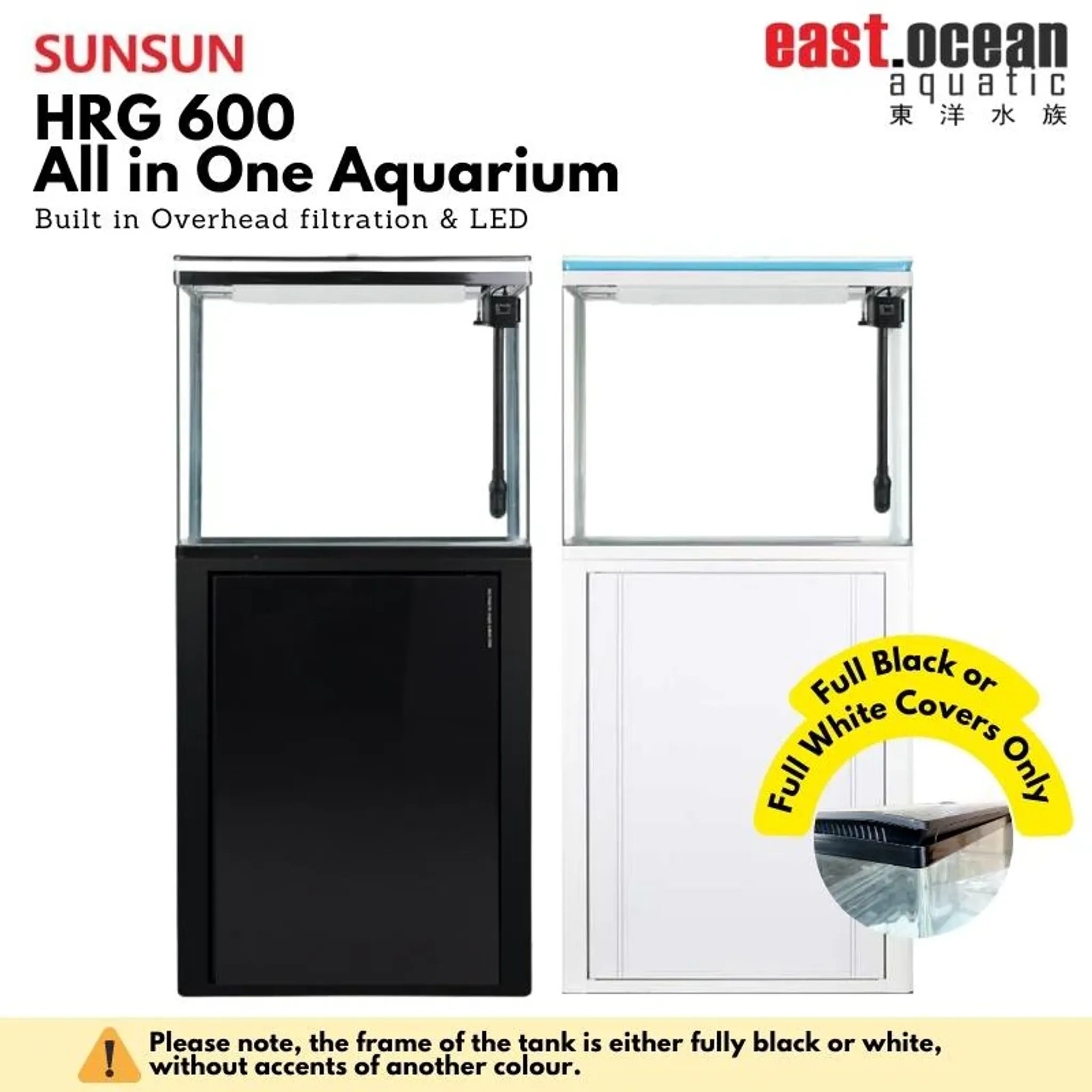 SUNSUN HRG-600 Aquarium (60cm) Set - Tank & Cabinet (Black & White)