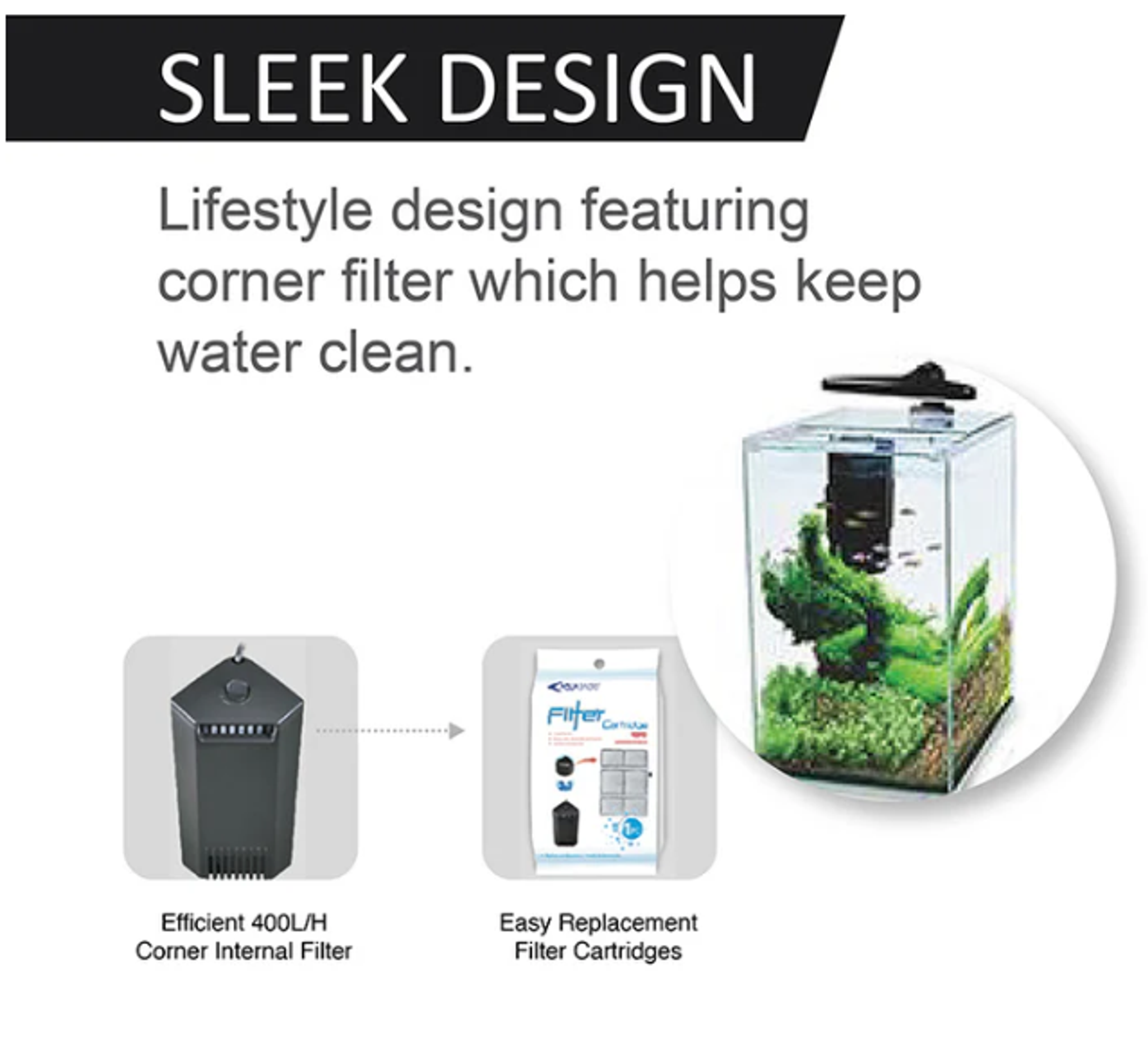 [Aquasyncro] ClearCube Tall Designer Aquarium (with LED Lights and Filter)