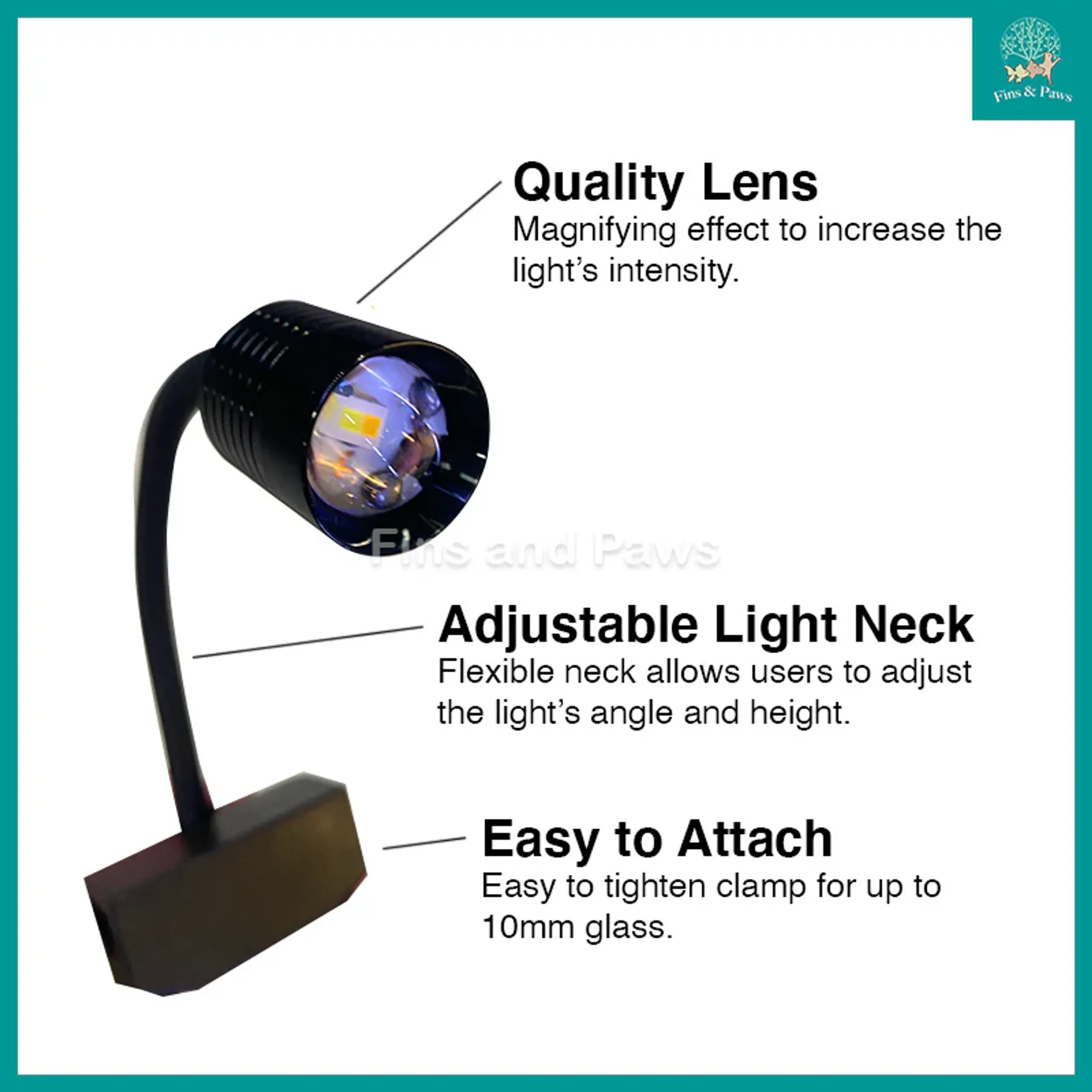 [KAO KUI] 3W LED Aquarium Spotlight with Adjustable Lens and 3 Color Modes (Suitable for Biotope, Low Tech Aqua, Freshwater Aquarium)