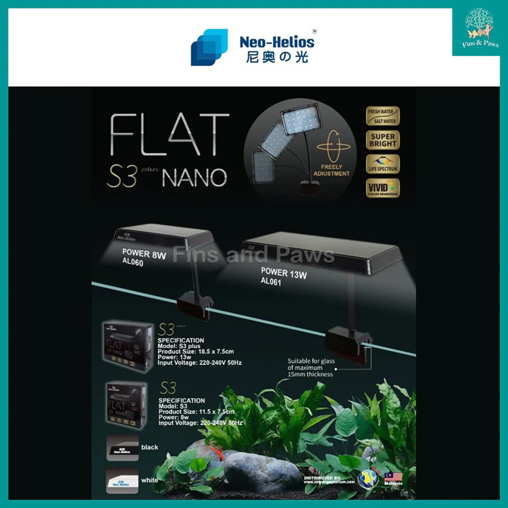 [Neo Helios] FLAT NANO S3 / S3-Plus Aquarium LED Light