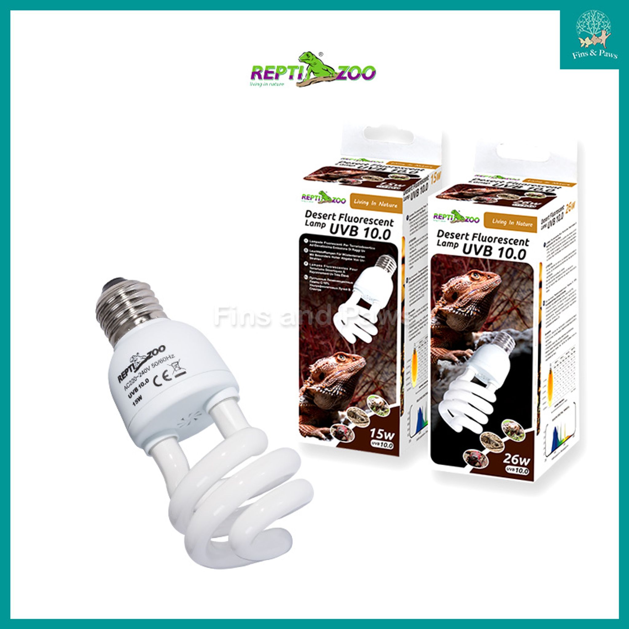[ReptiZoo] Desert Fluorescent Reptile Lamp UVB 10.0 15w / 26w (CT1015 / CT1026)