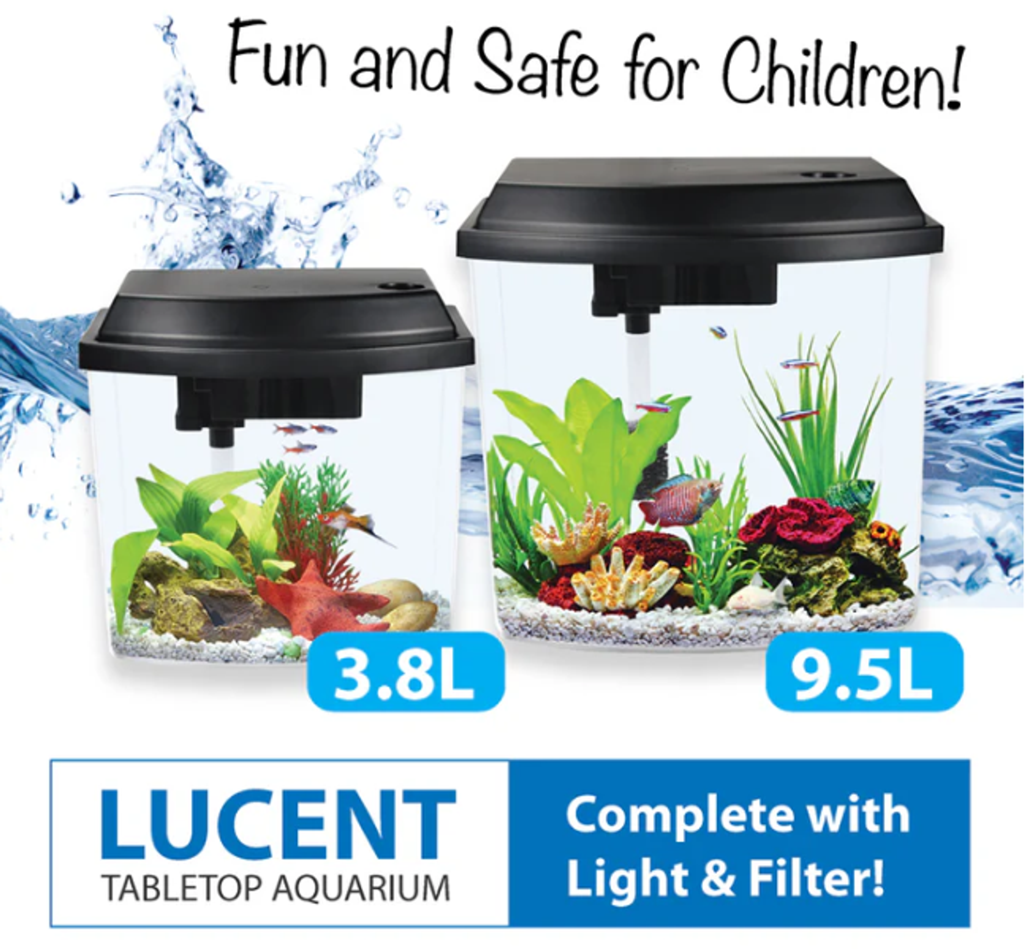 [Resun] 3.8L/9.5L Lucent Tabletop Aquarium Fish Tank (with LED Lights and Filter)