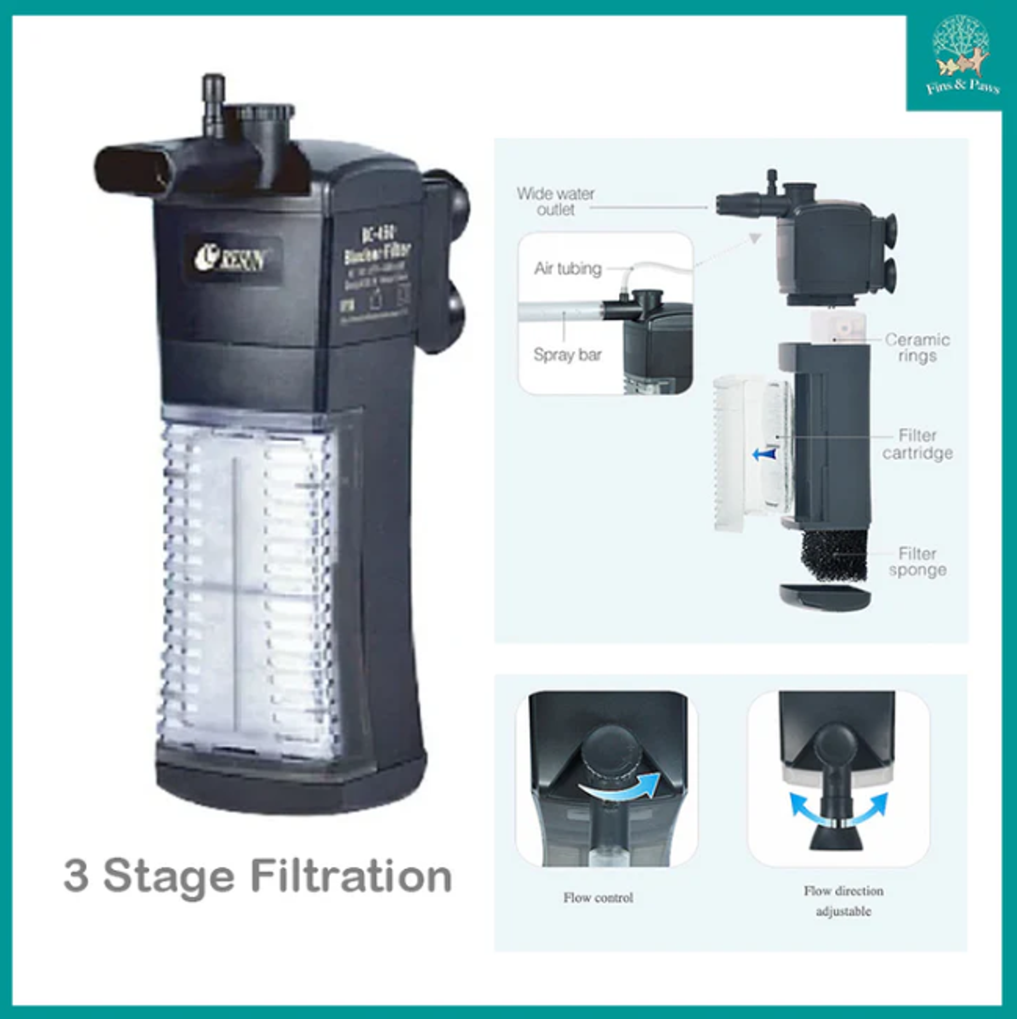 [Resun] Wonder Palace Glow Aquarium Fish Tank 37.8L (with Glow-in-Dark LED Lights and Filter)