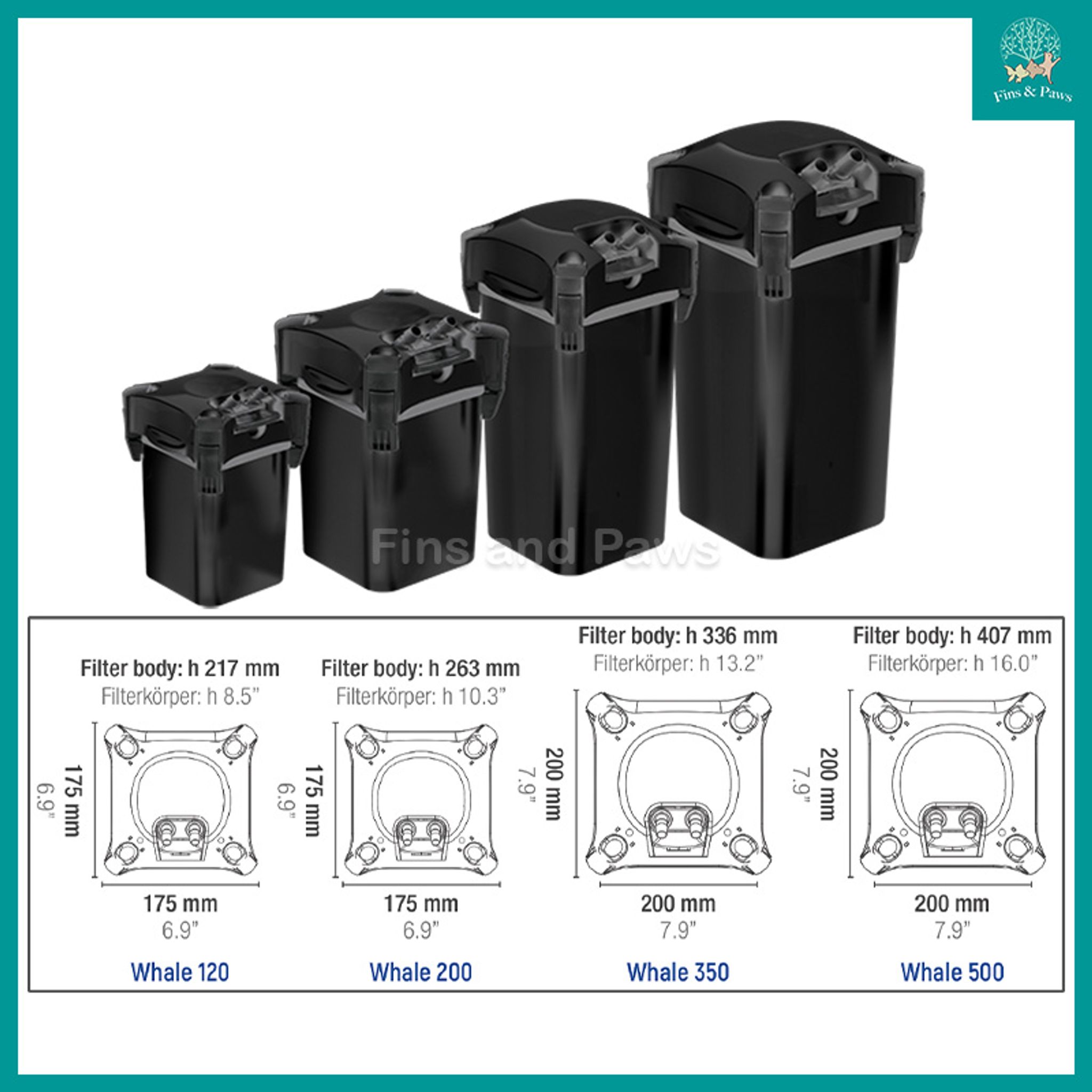 [Sicce] WHALE Aquarium Canister External Filter for 40L to 500L tanks (1.5ft to 4ft)