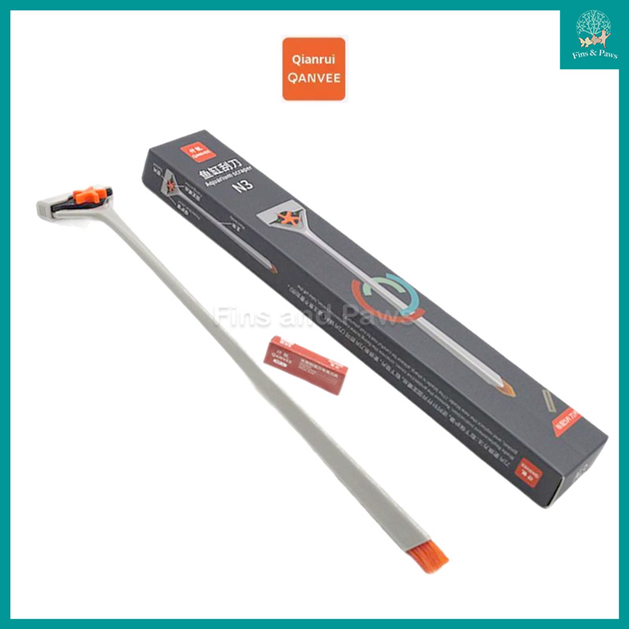 Algae Scraper with Cleaning Brush Set for Aquarium (Replaceable Scraper Blade)