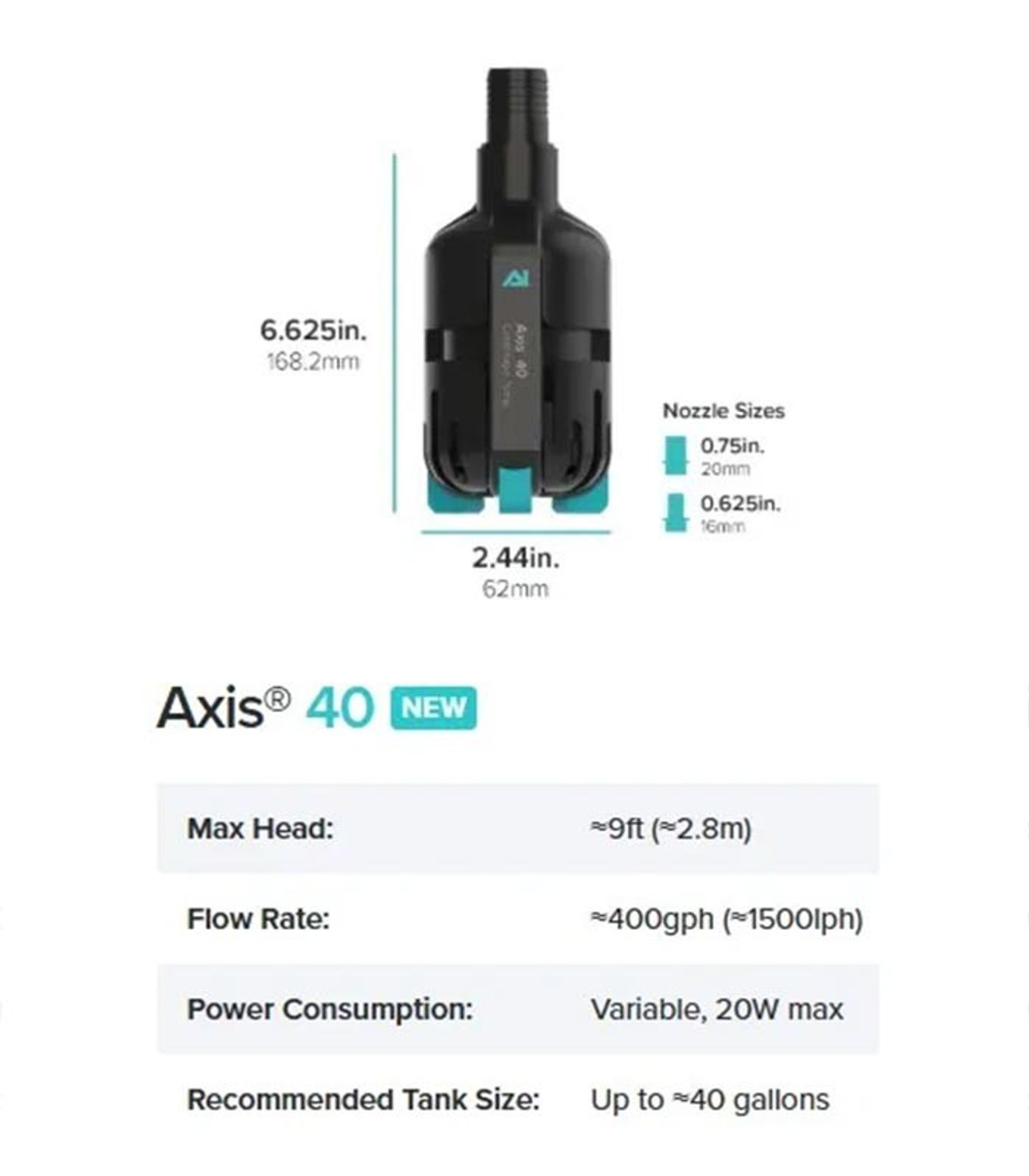 Aqua Illumination AI AXIS 40 Centrifugal Return Pump