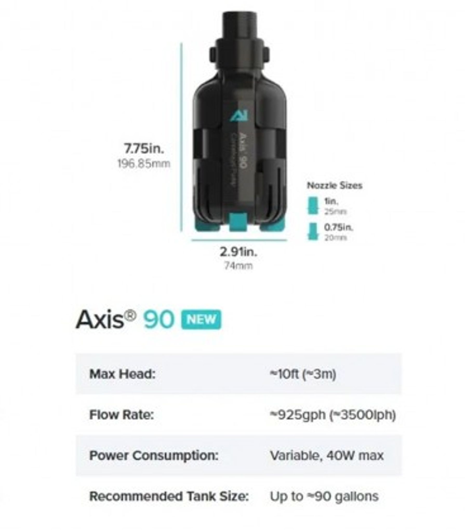 Aqua Illumination AI AXIS 90 Centrifugal Return Pump