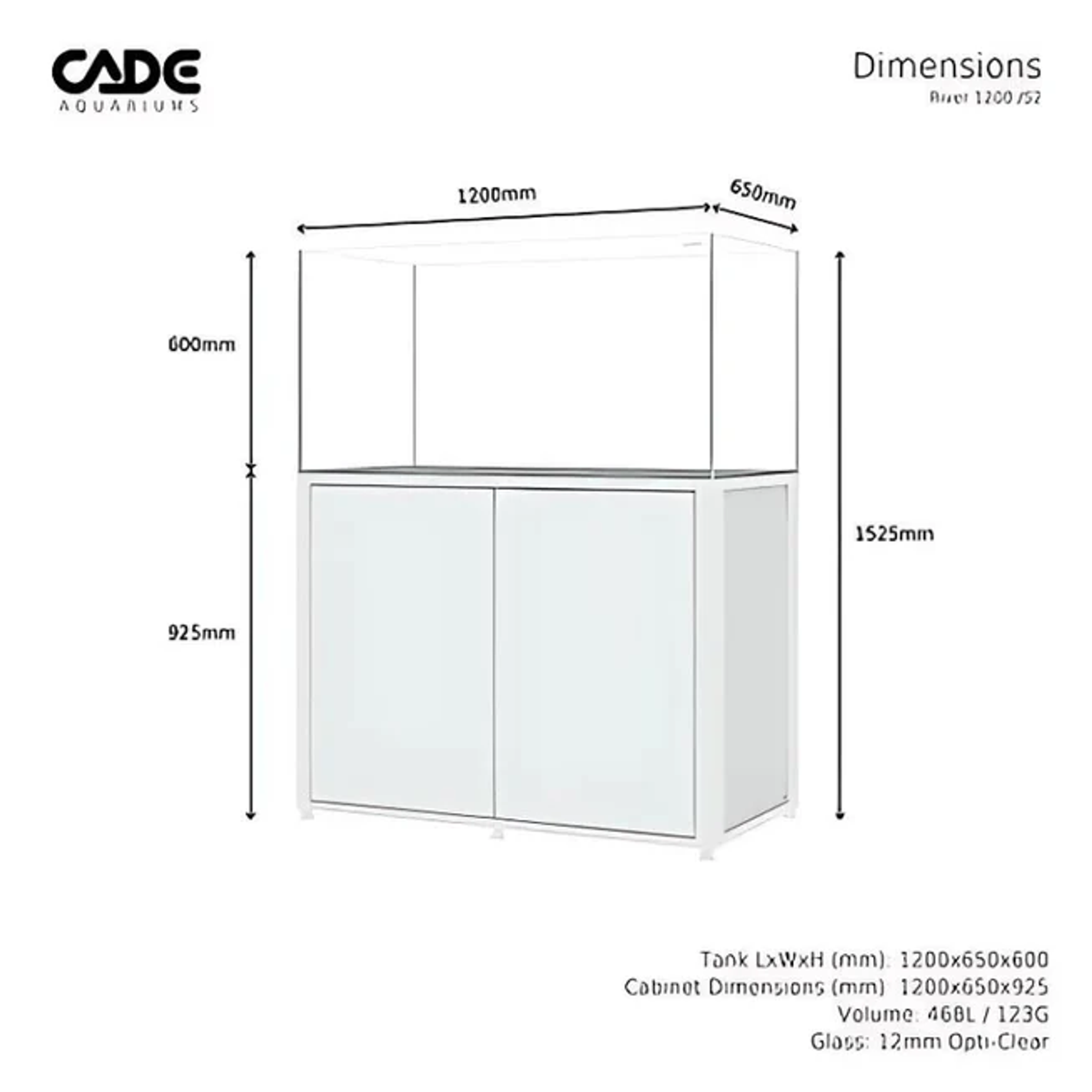CADE River S2 1200 (Black/White) (120x65x60cm)