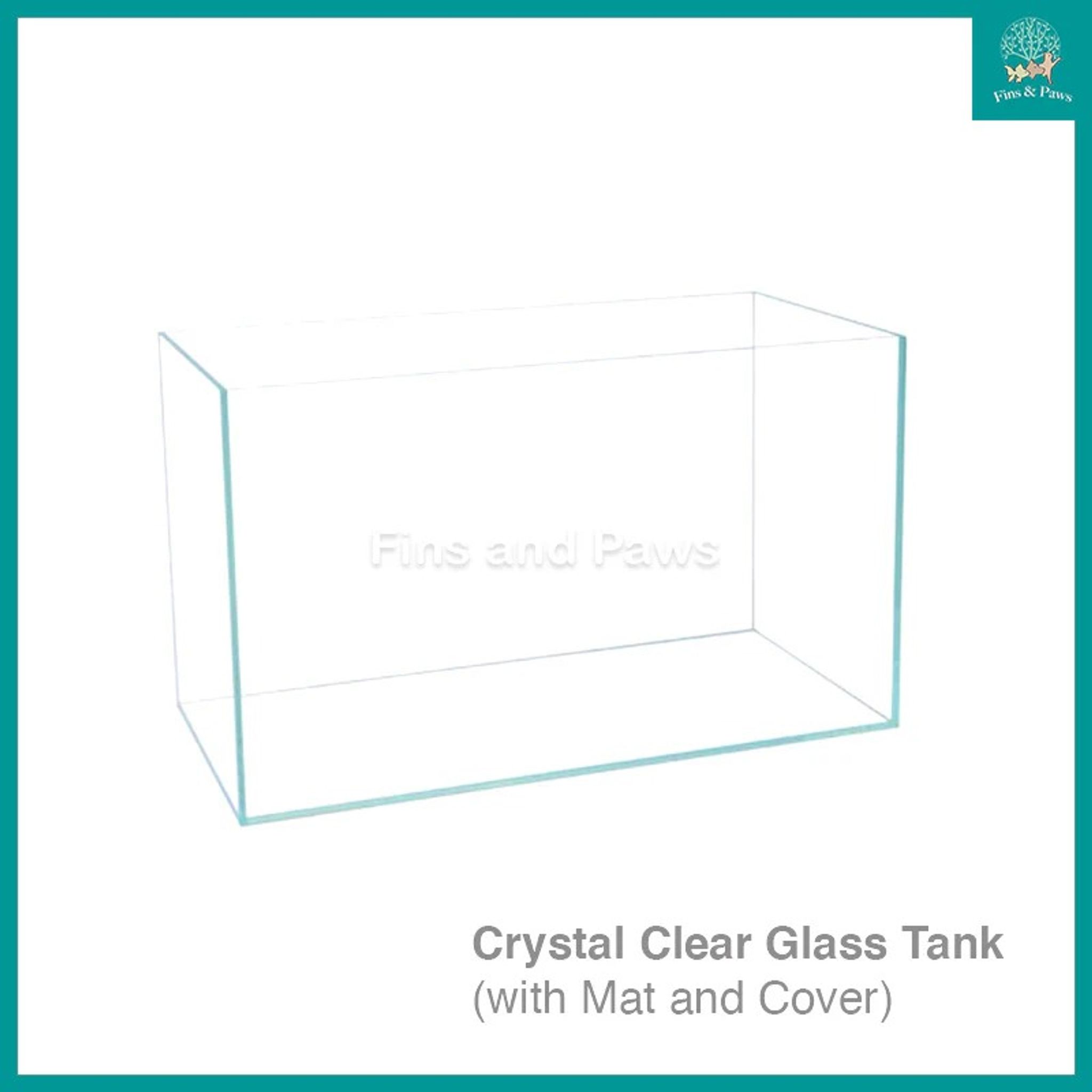 Crystal Ultra-Clear Glass Aquarium (1ft - 3ft) with Mat (40x25x20.5cm)