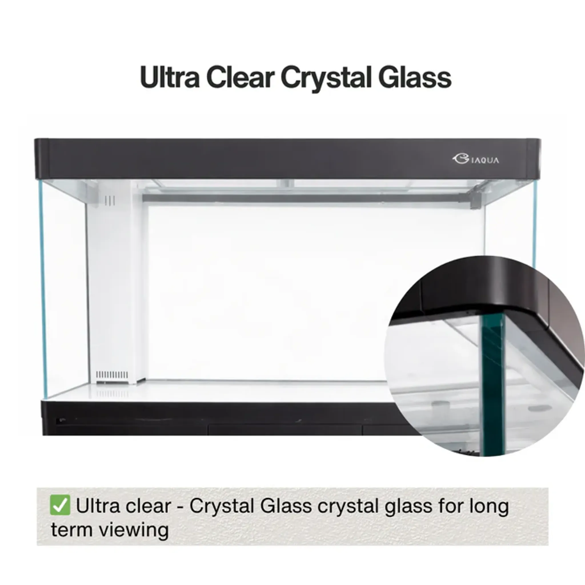 IAQUA 100 Premium Aquarium Set with Sump Filtration & Aluminum Cabinet (Black/White)