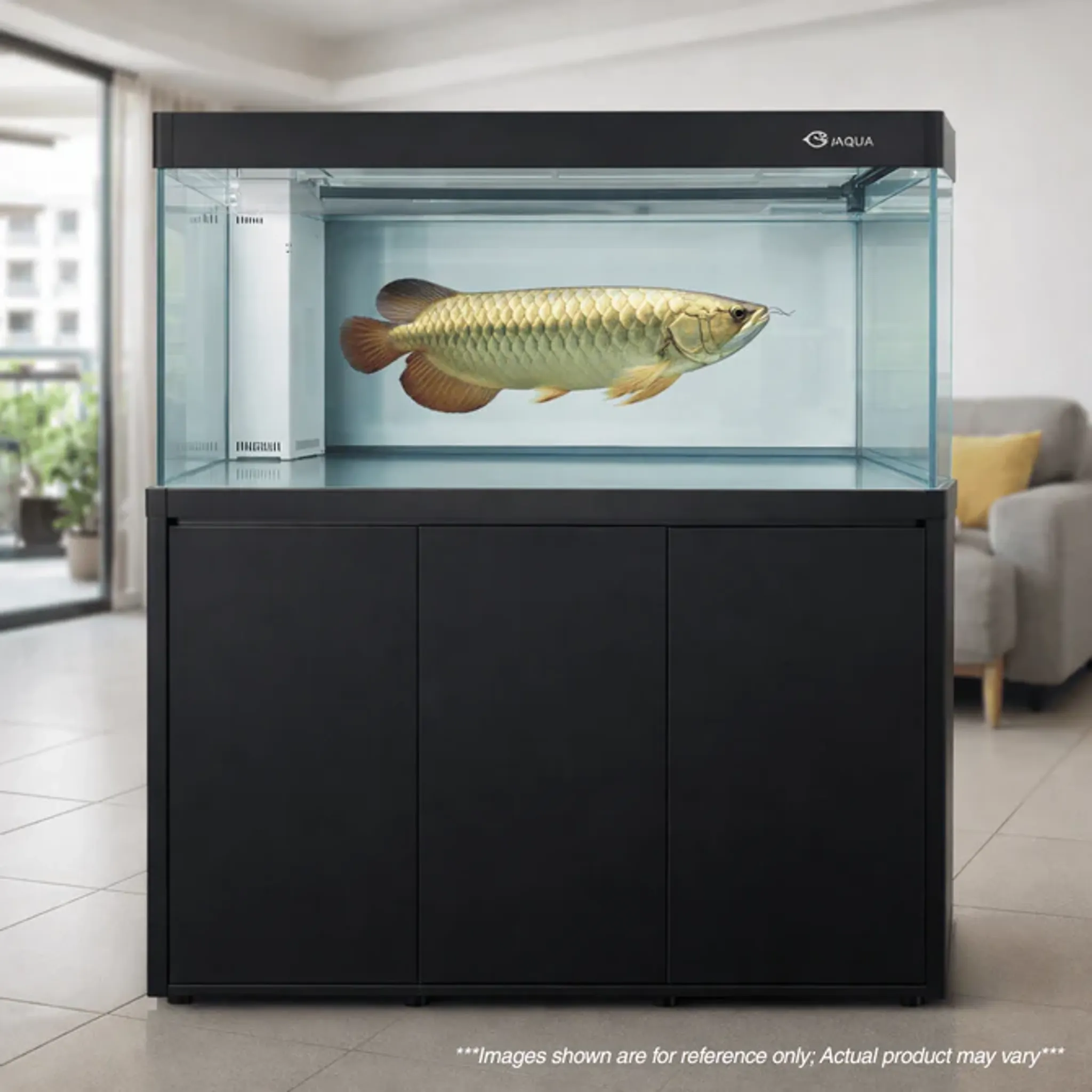 IAQUA 150 Premium Aquarium Set with Sump Filtration & Aluminum Cabinet (Black/White)