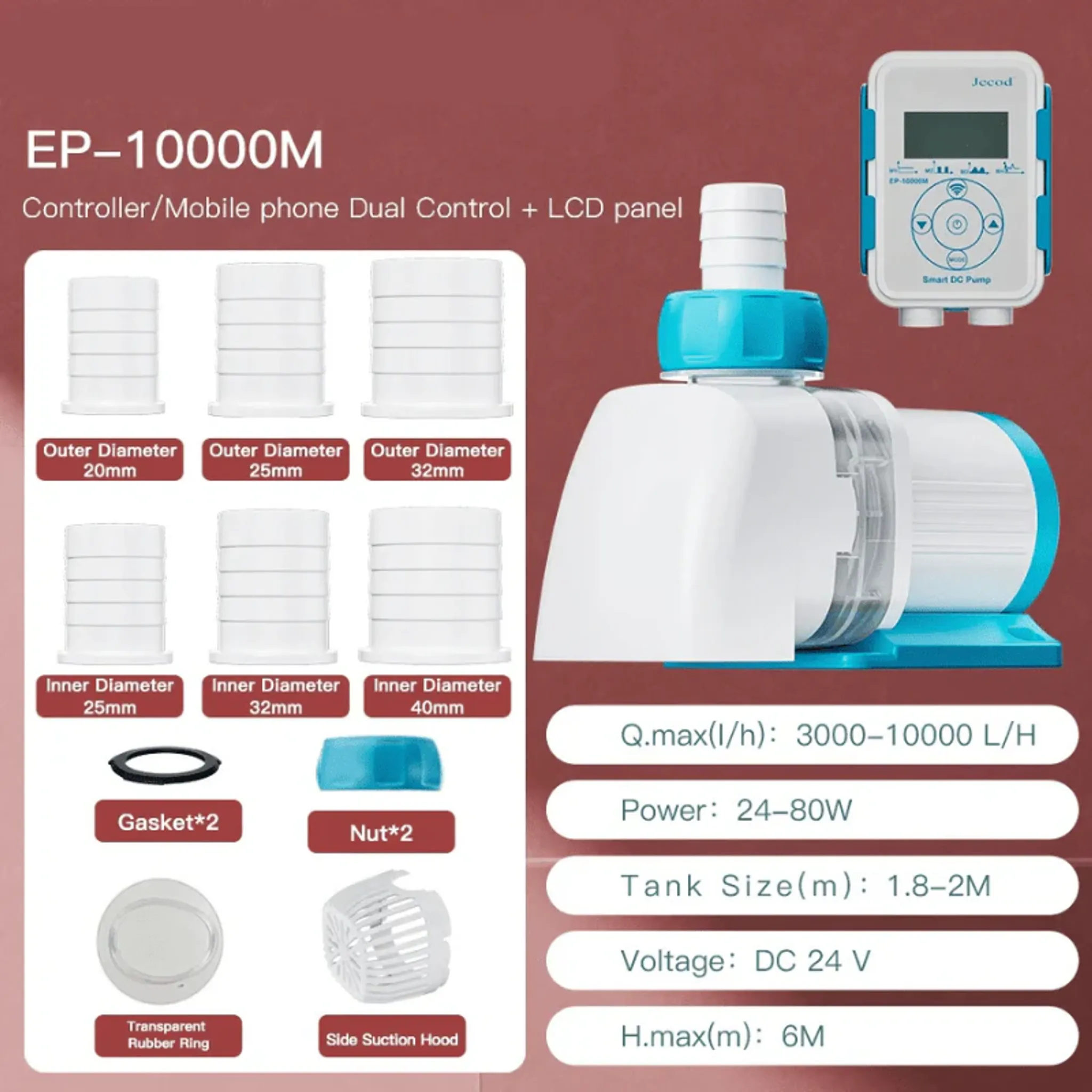 JEBAO EP Series Water Pump - Controller/Mobile phone Dual Control (Remote + Intelligent Timing) EP10000M