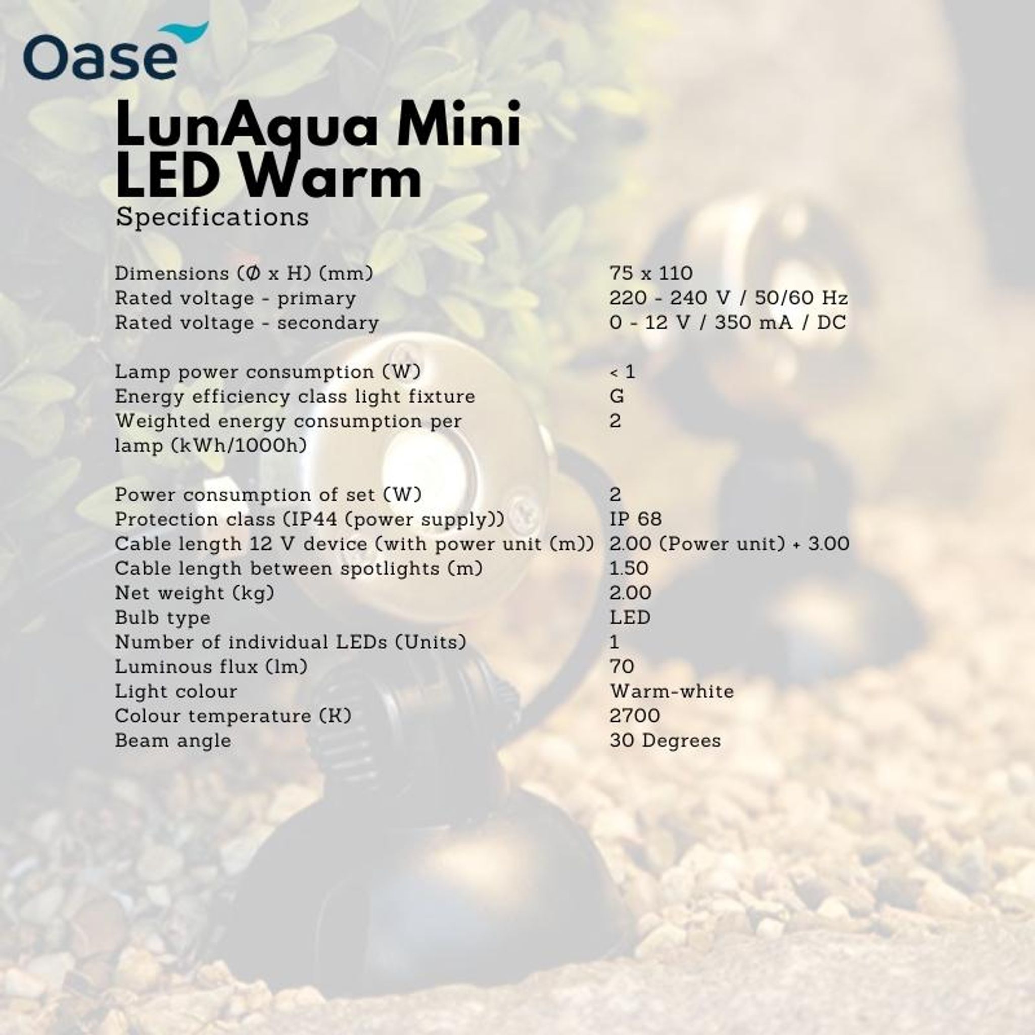 OASE LunAqua Mini LED spotlight (Warm colour)