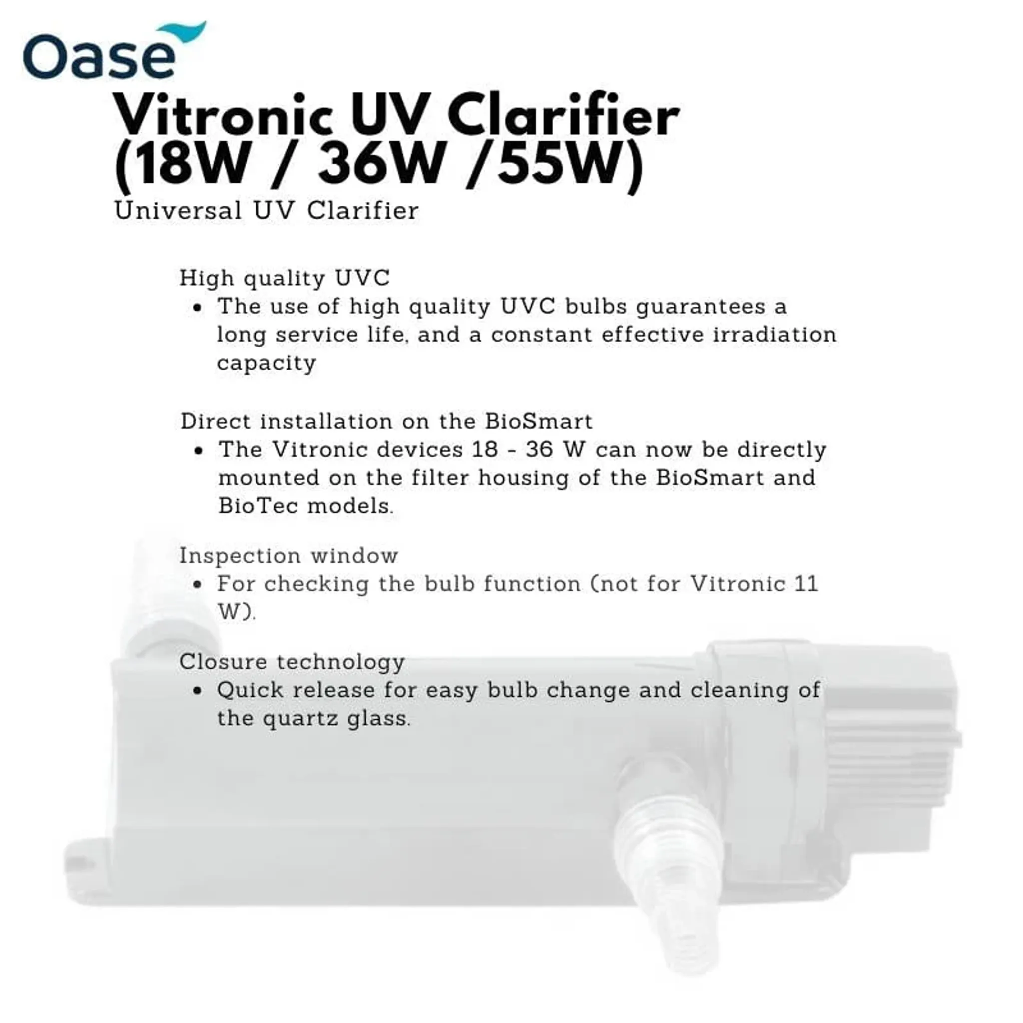 OASE Vitronic UV Clarifier filter (18W/36W/55W)