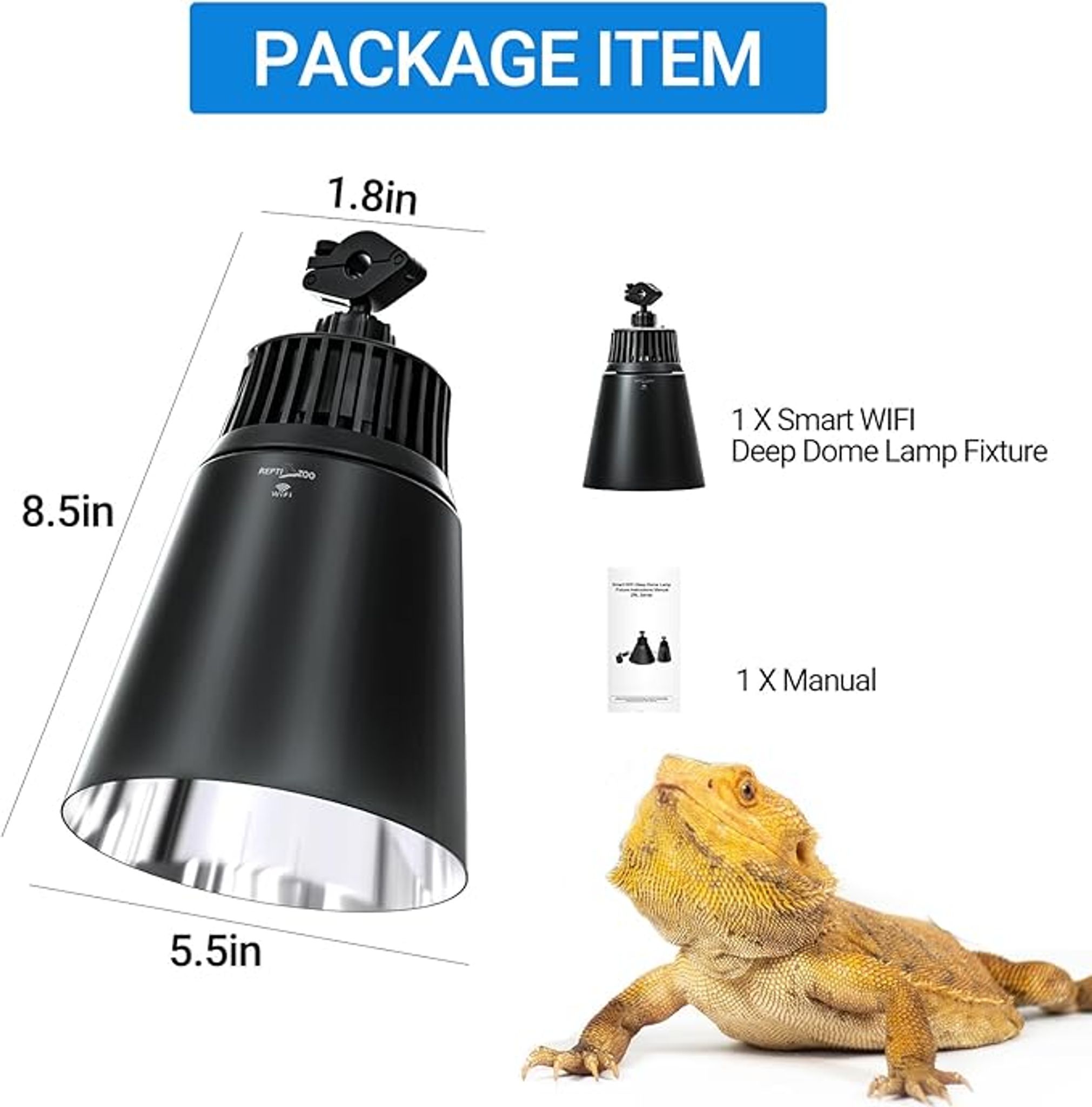 Reptizoo Smart Wifi Deep Dome Lamp Fixture (5.5″)(ZRL04D)