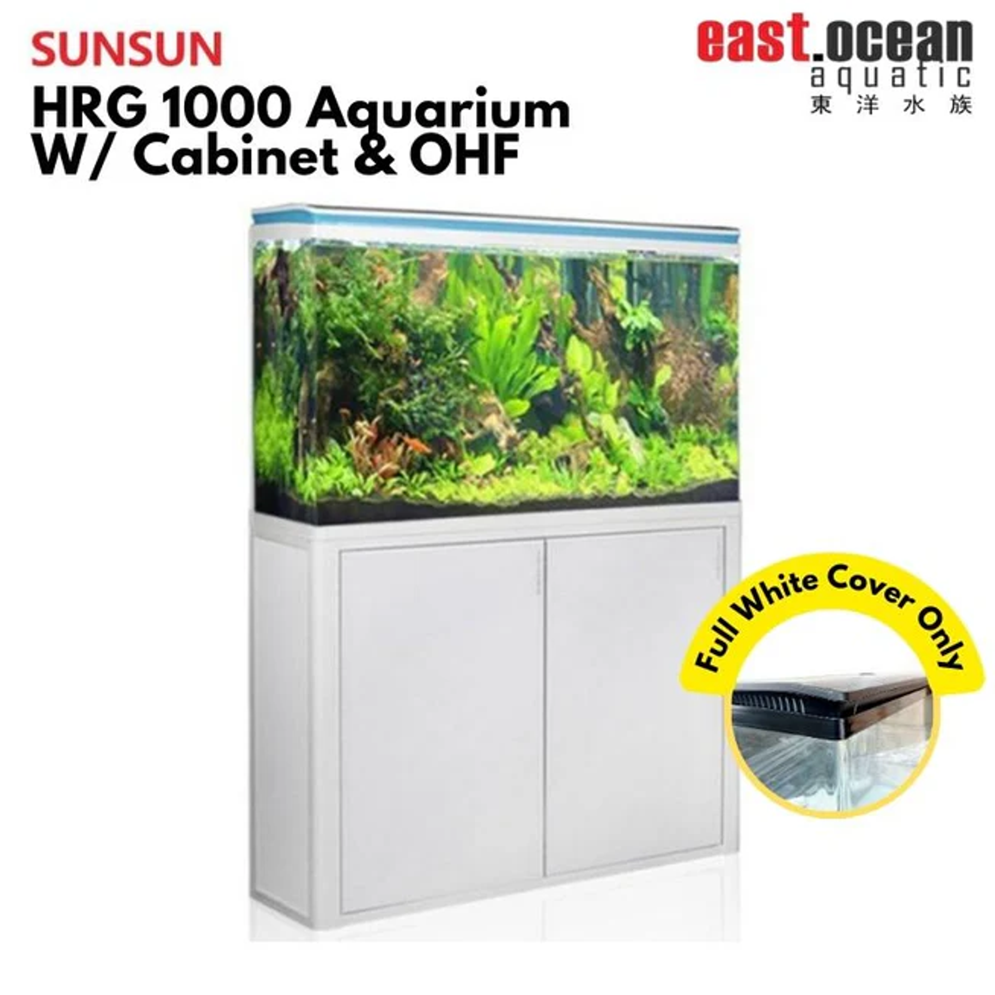 SUNSUN HRG-1000 Aquarium (100cm) Set - Tank & Cabinet (Black & White)