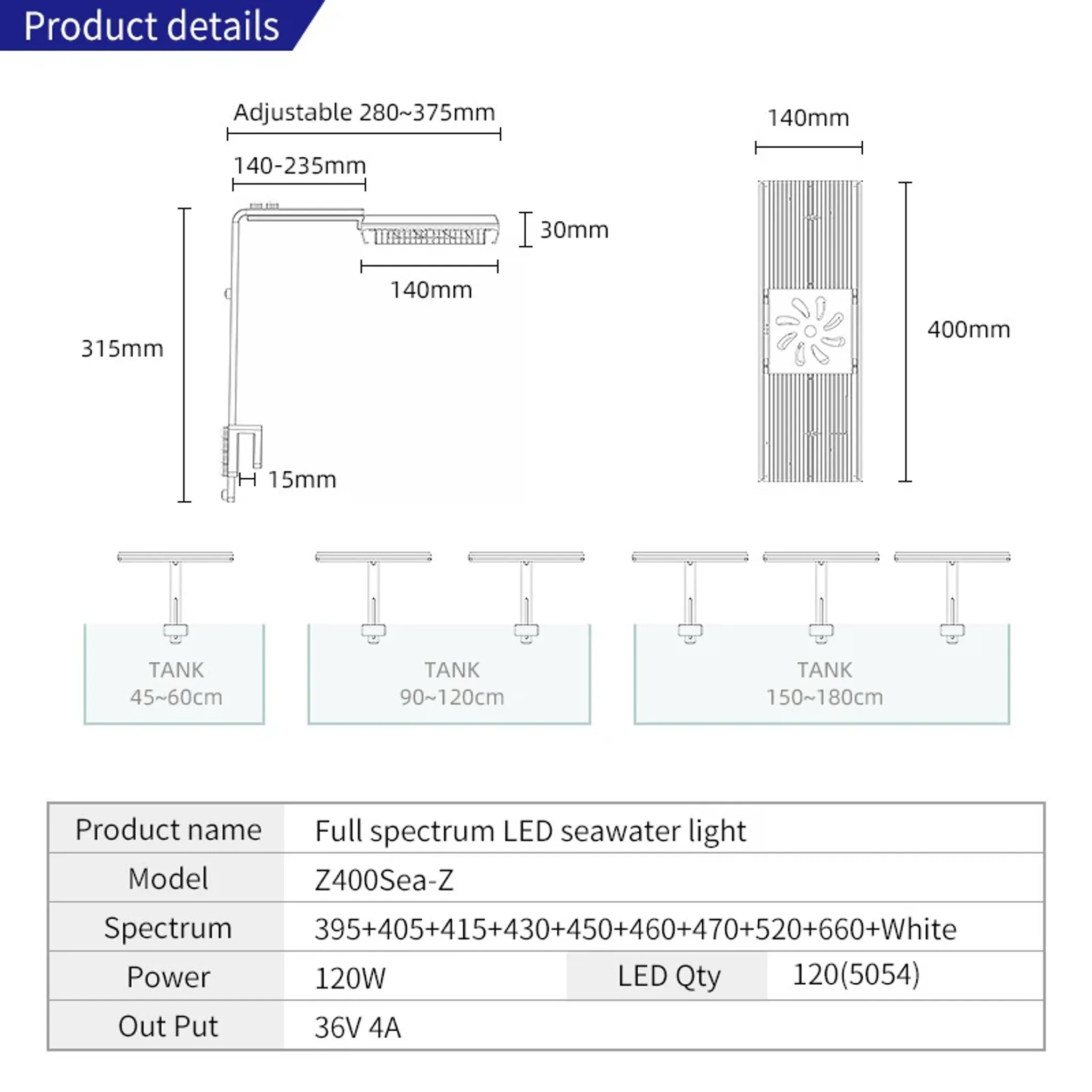 Week aqua Z400SEA Marine light (Reef LED aquarium lamp)